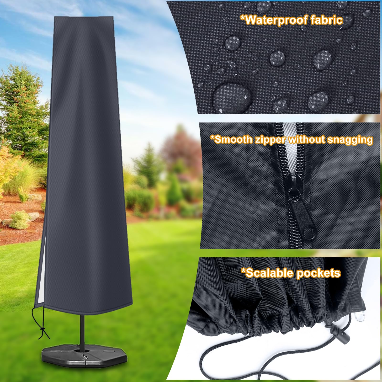 OKPOW Patio Umbrella Cover dark gray in outdoor garden