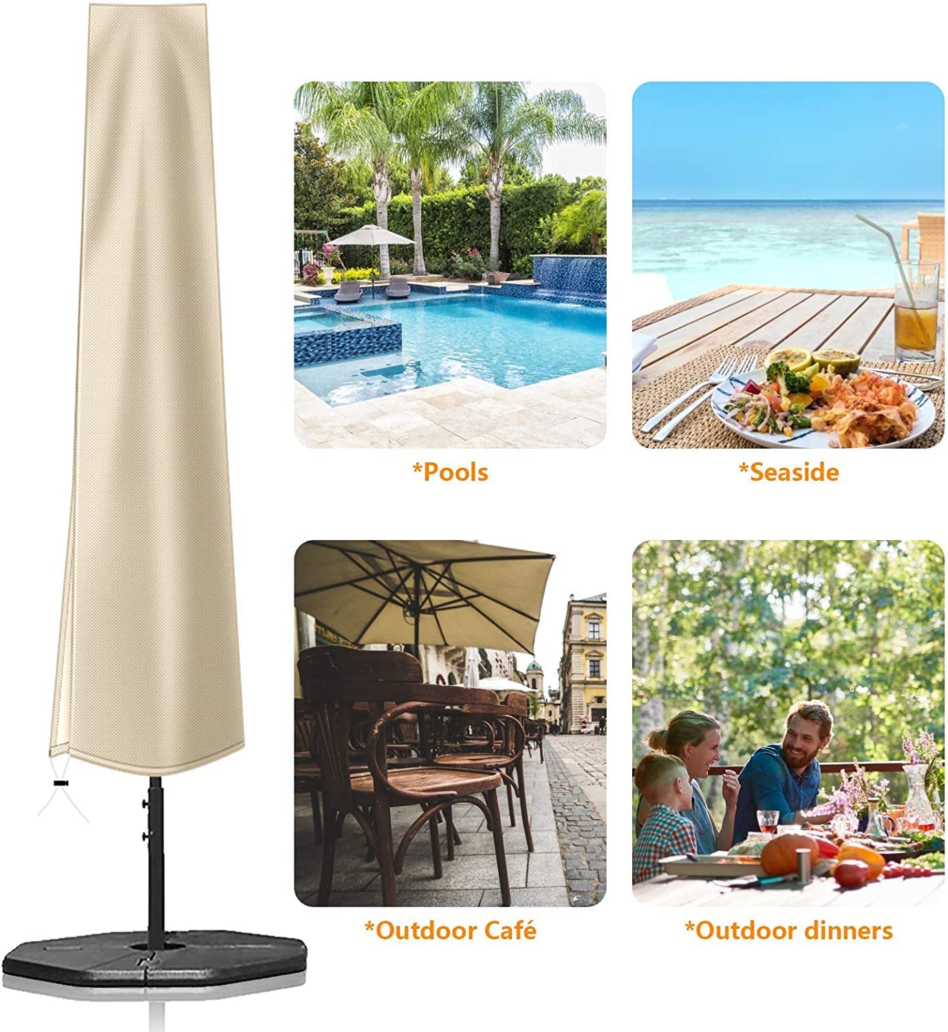 OKPOW Patio Umbrella Cover details and features