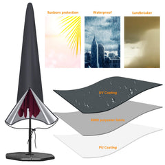 OKPOW Patio Umbrella Cover folded with storage bag