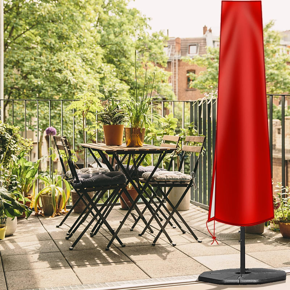 OKPOW Patio Umbrella Cover showing drawstring feature