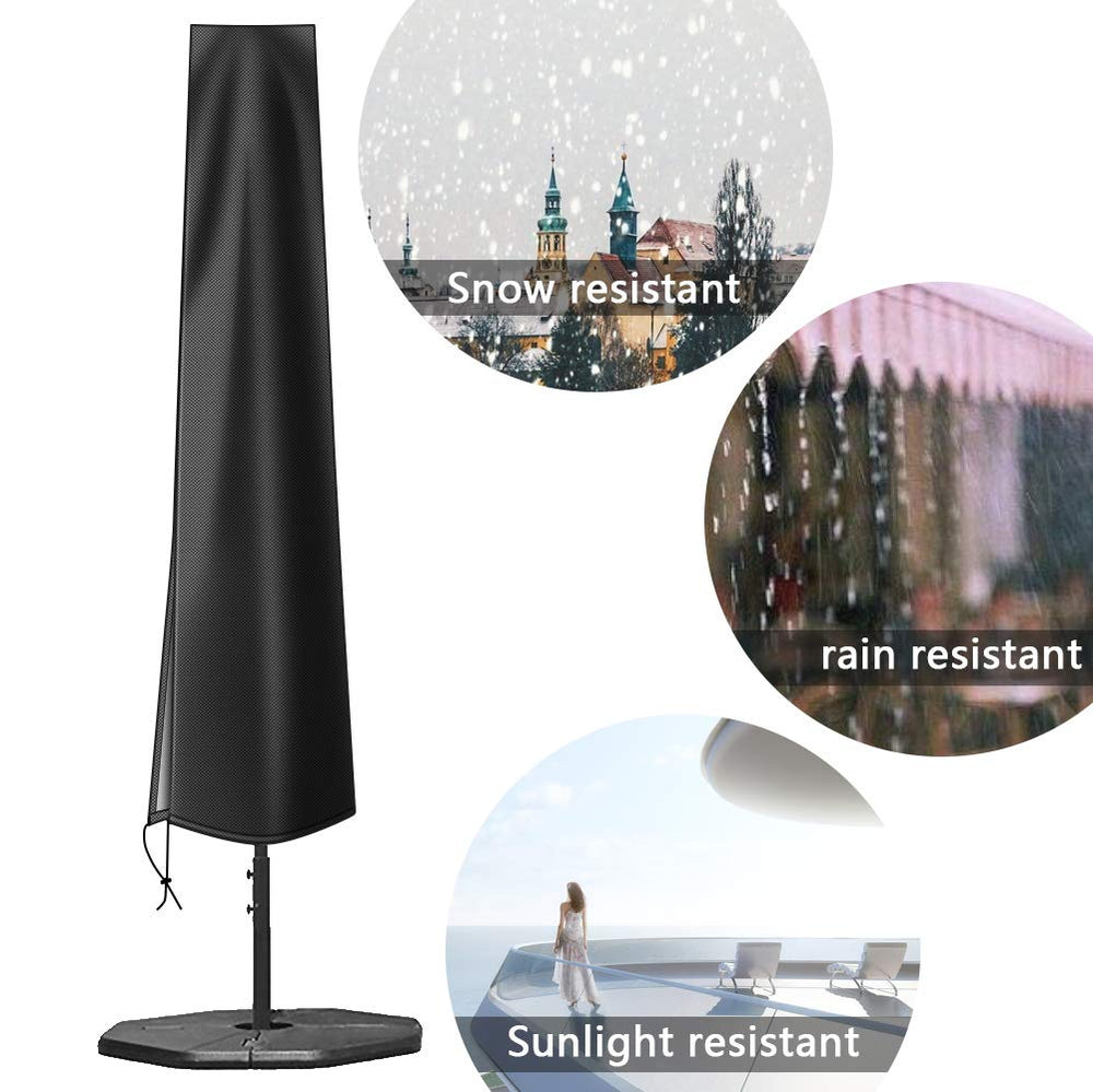 OKPOW Patio Umbrella Cover with drawstring and zipper detail