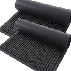 OLANLY 2-Pack Front Door Mats 47x23 charcoal grey front view