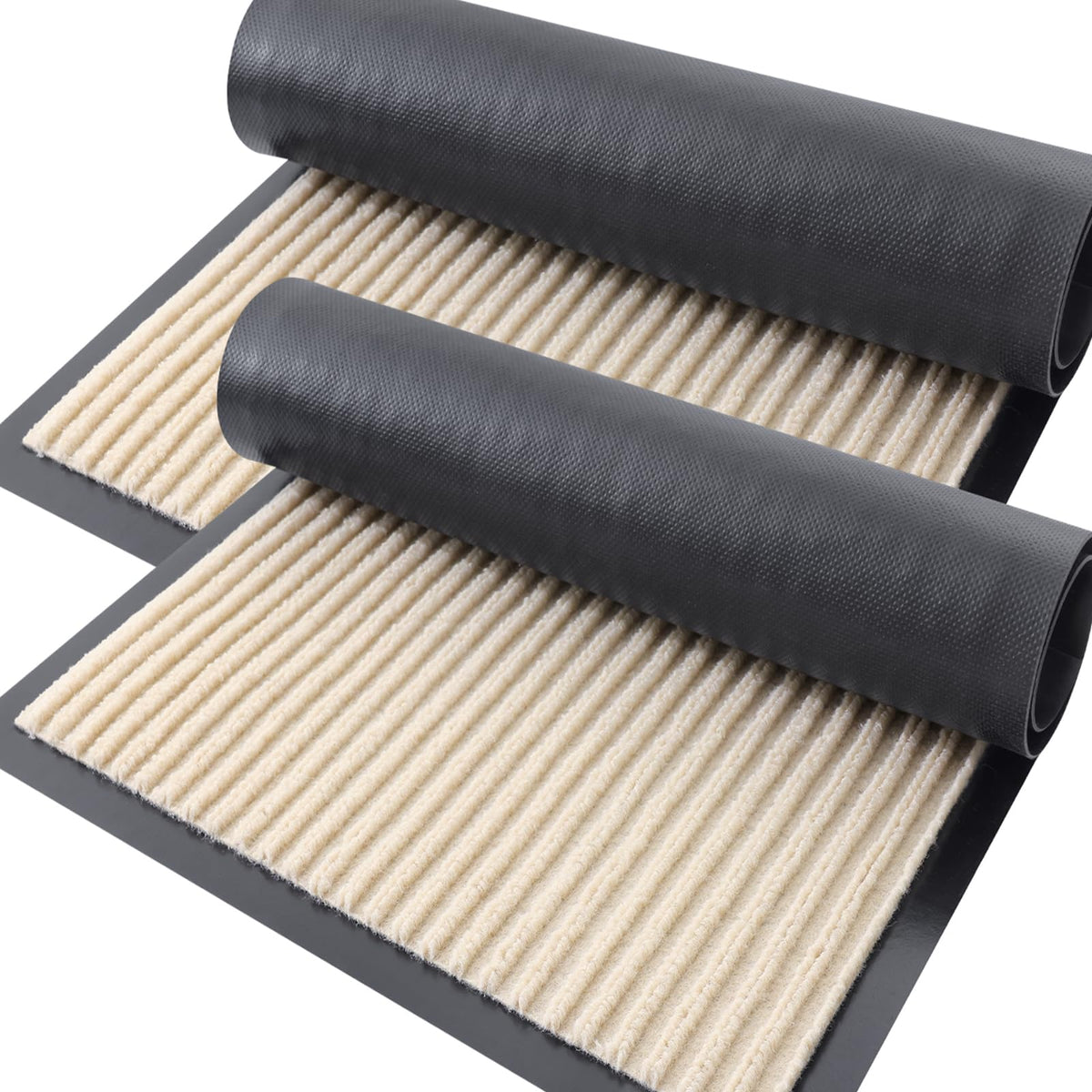 OLANLY 2-Pack Front Door Mats beige color front view