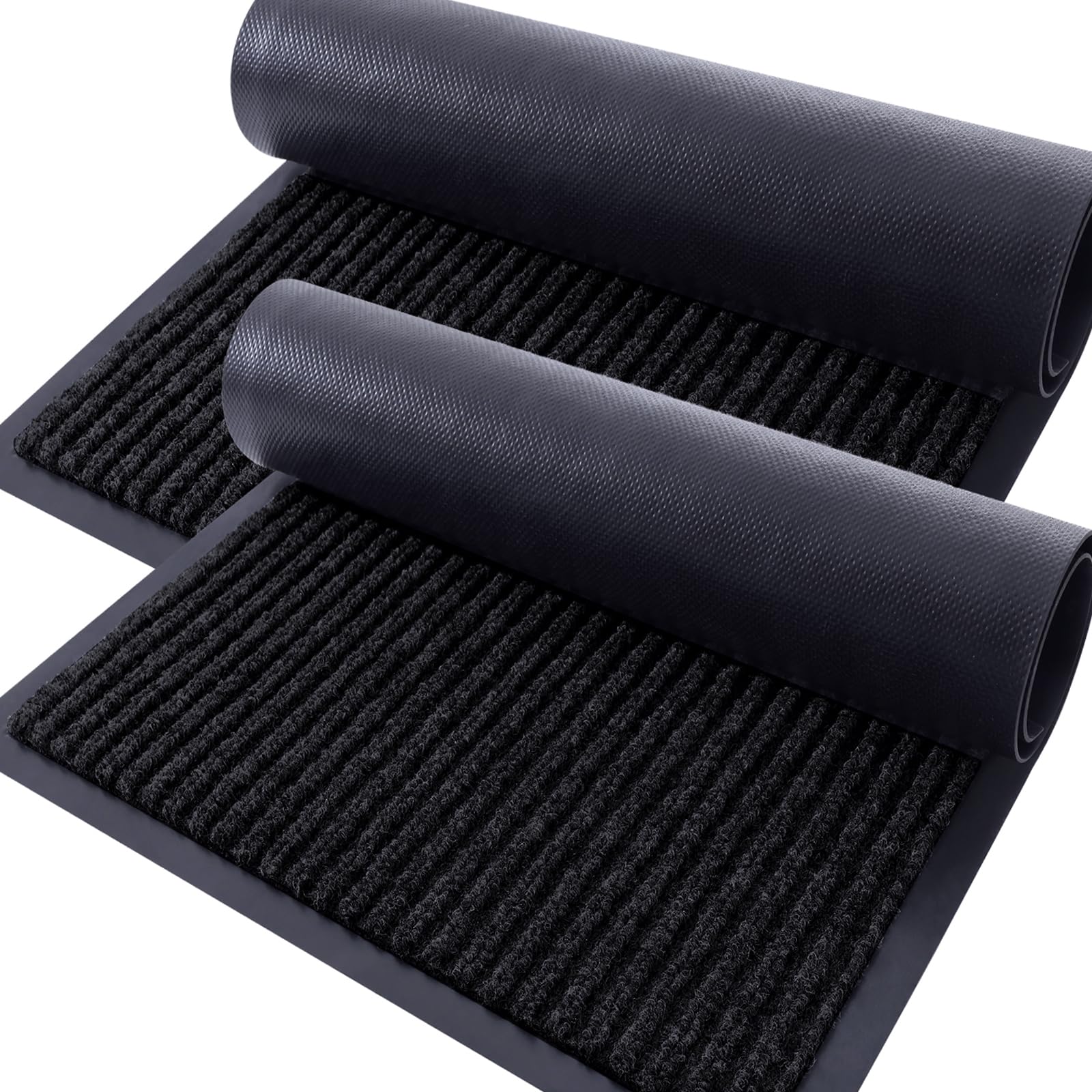 OLANLY 2-Pack Front Door Mats black colour front view