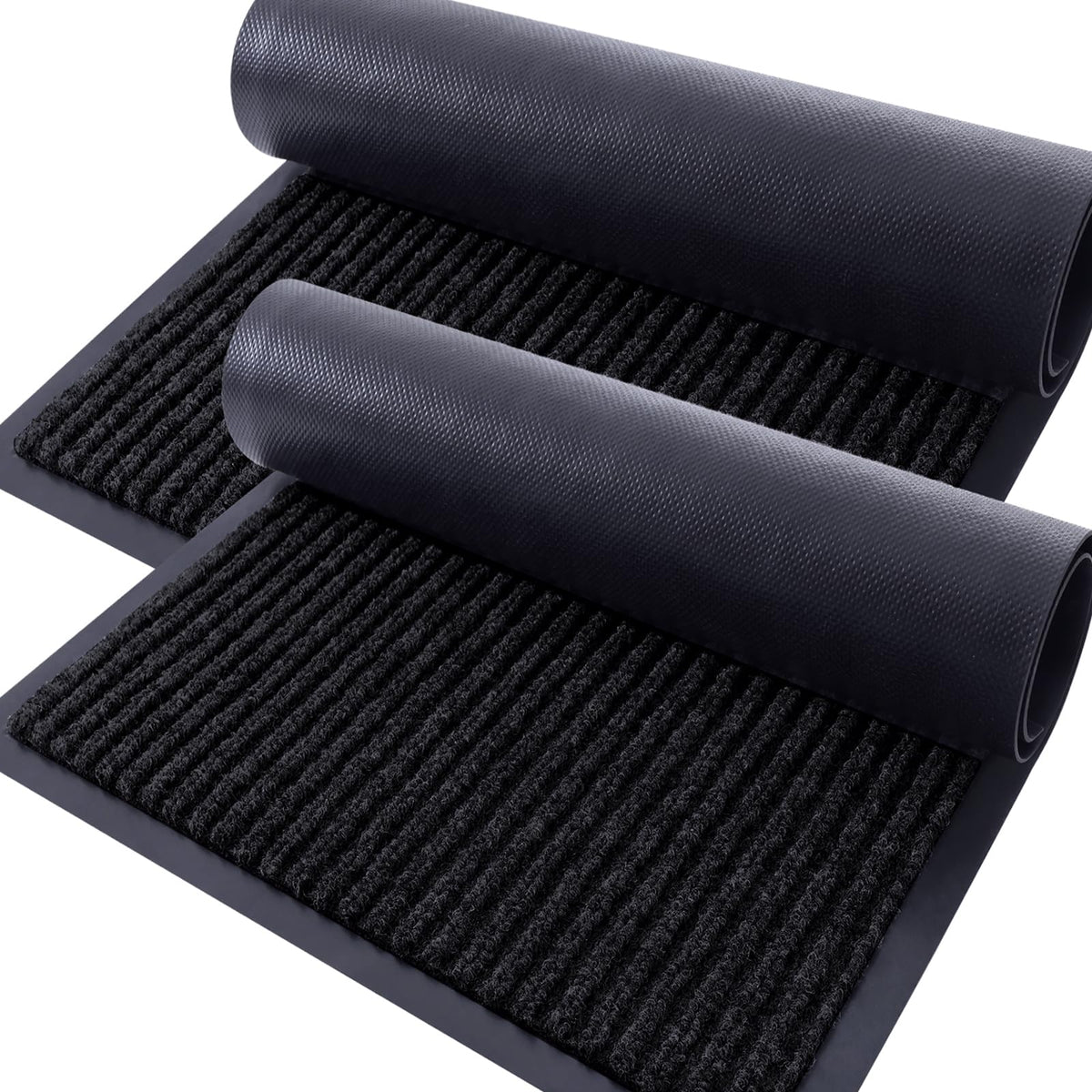OLANLY 2-Pack Front Door Mats black colour front view