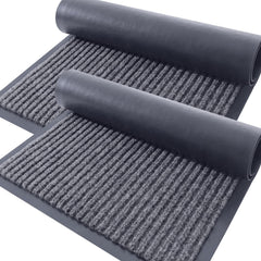 OLANLY 2-Pack Front Door Mats in Grey, front view