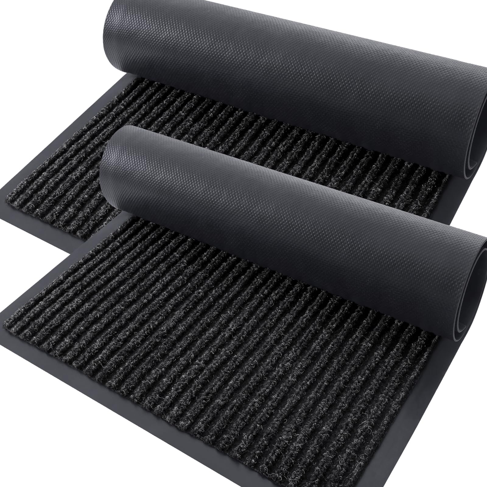 OLANLY 2-Pack Front Door Mats off-black front view