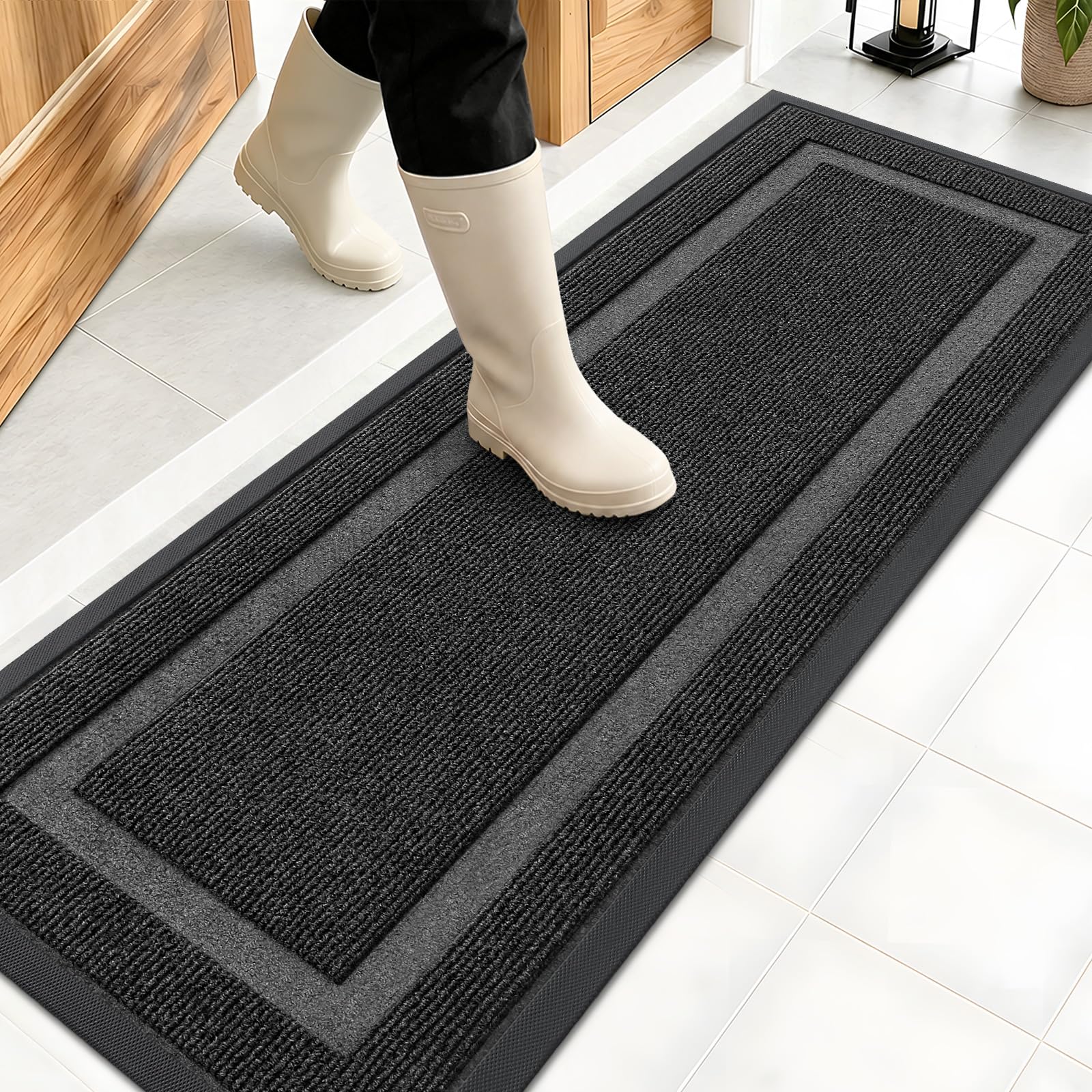 OLANLY 47x17 doormat black front view