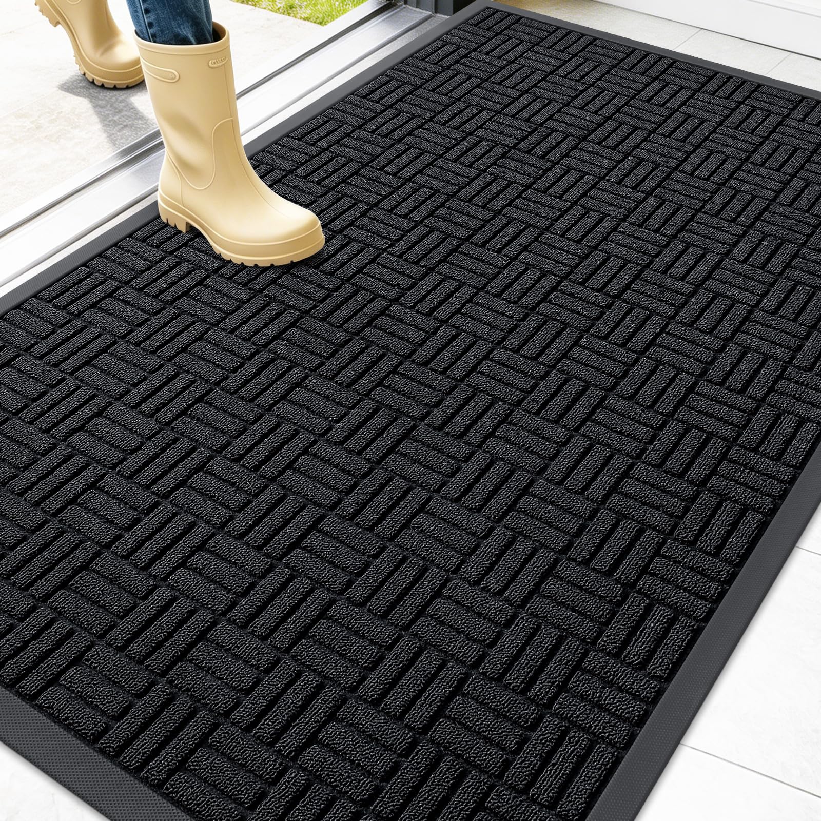 OLANLY 47x32 inch heavy-duty rubber doormat front view