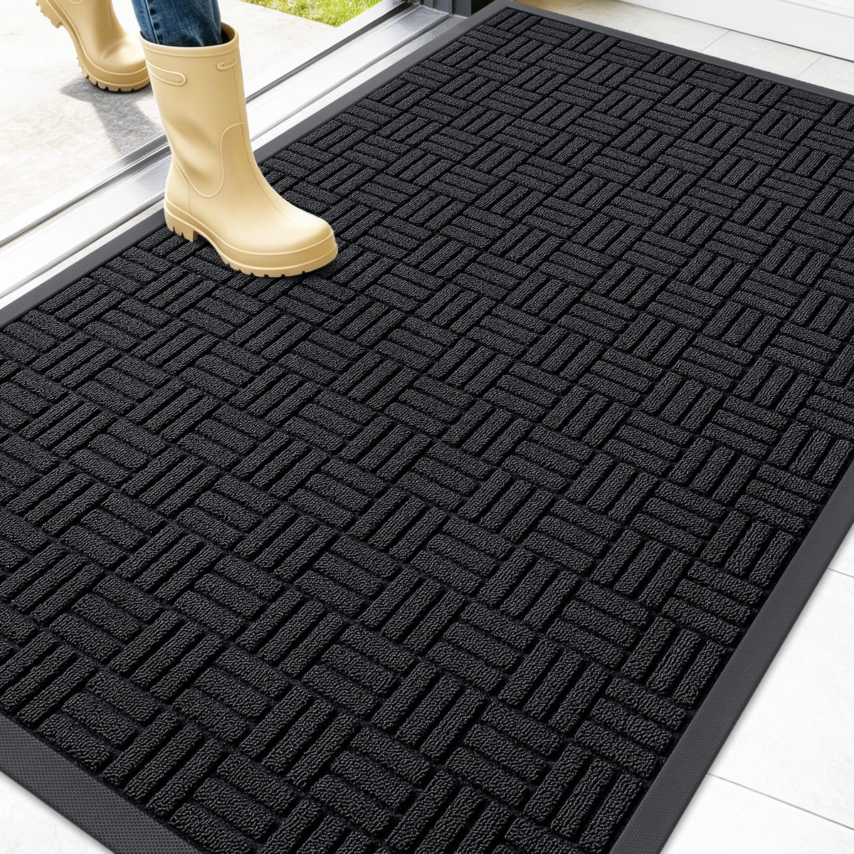 OLANLY 47x32 inch heavy-duty rubber doormat front view
