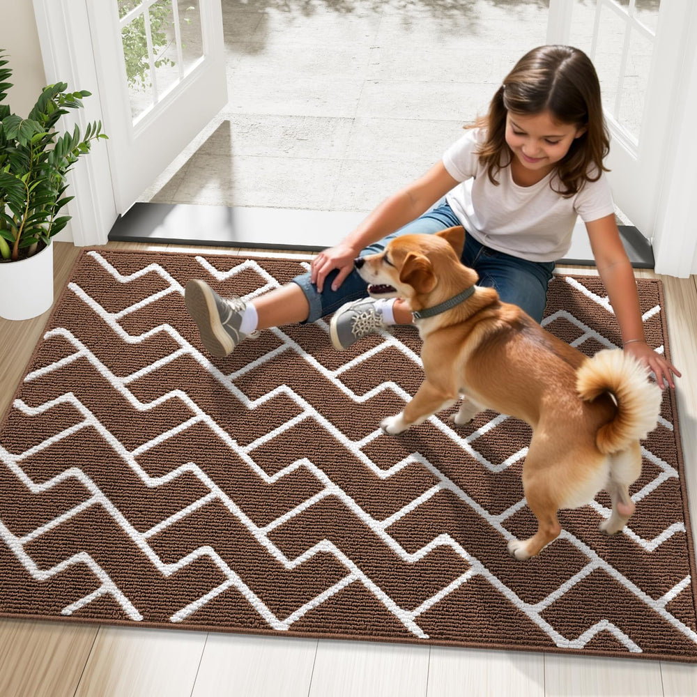 OLANLY coffee doormat being vacuumed