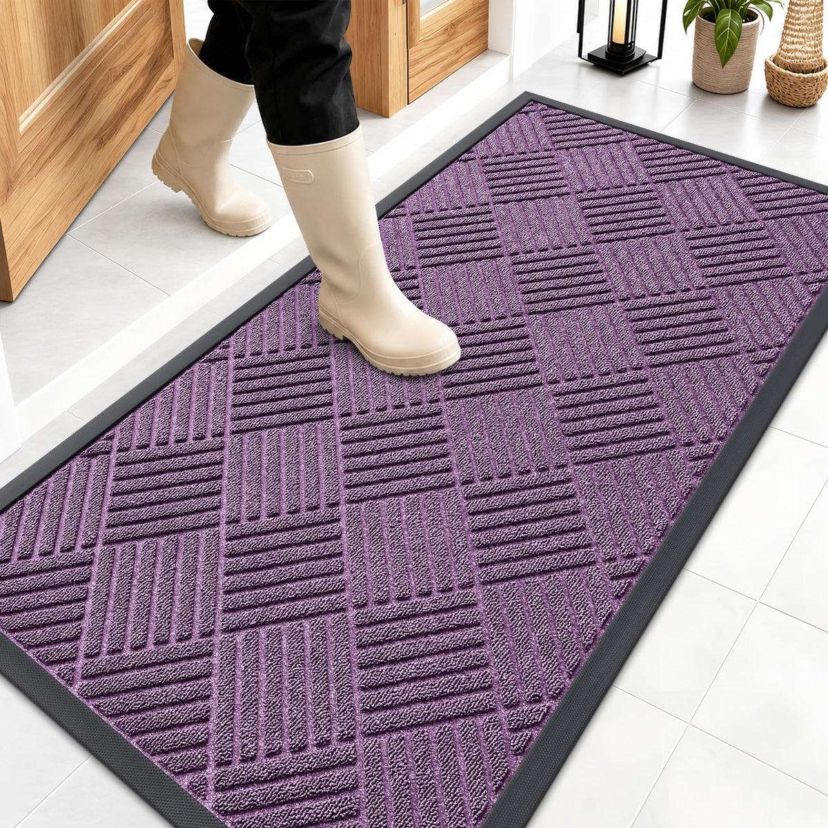 OLANLY Door Mat 47x23 Violet Diamond front view