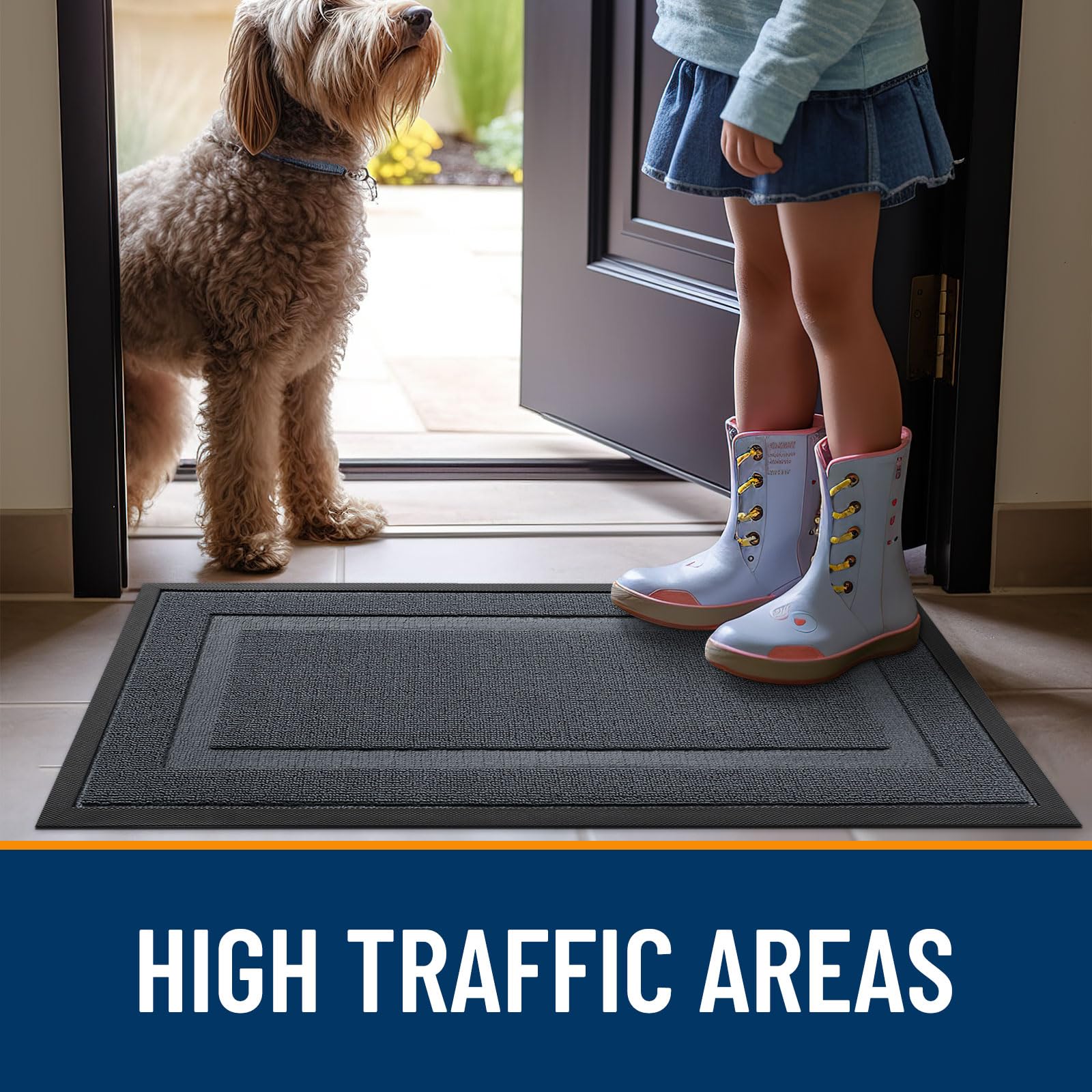 OLANLY door mat 47x32 showing deep grooves for dirt trapping