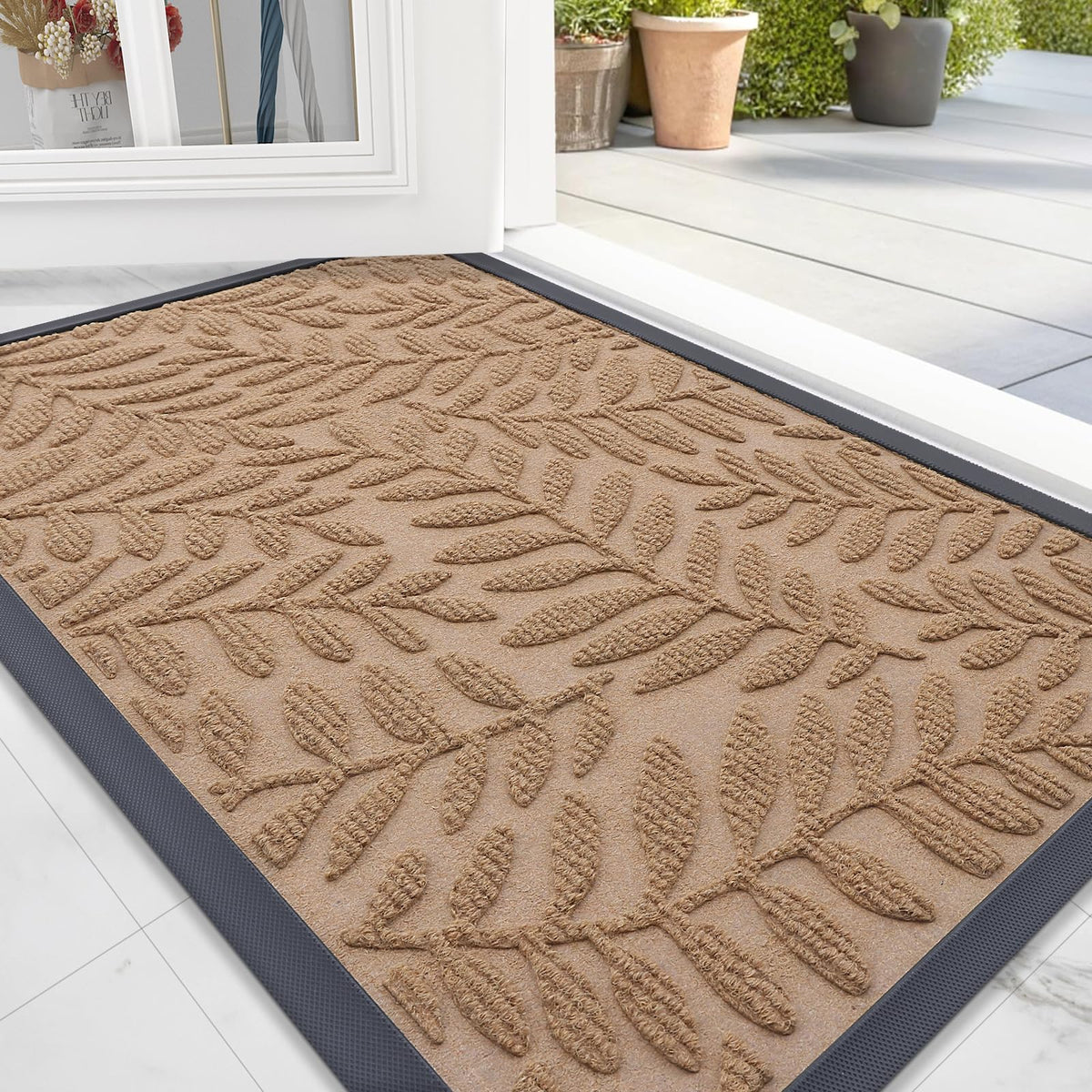 OLANLY Door Mat front view in yellow, 29.5x17 inches