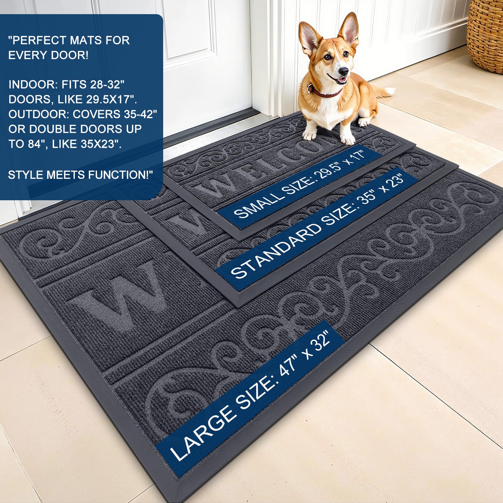 OLANLY door mat in use at an outdoor entrance