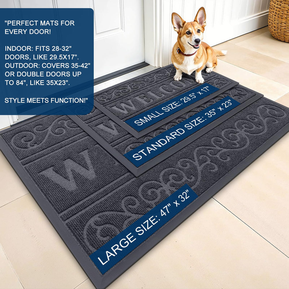 OLANLY door mat in use at an outdoor entrance