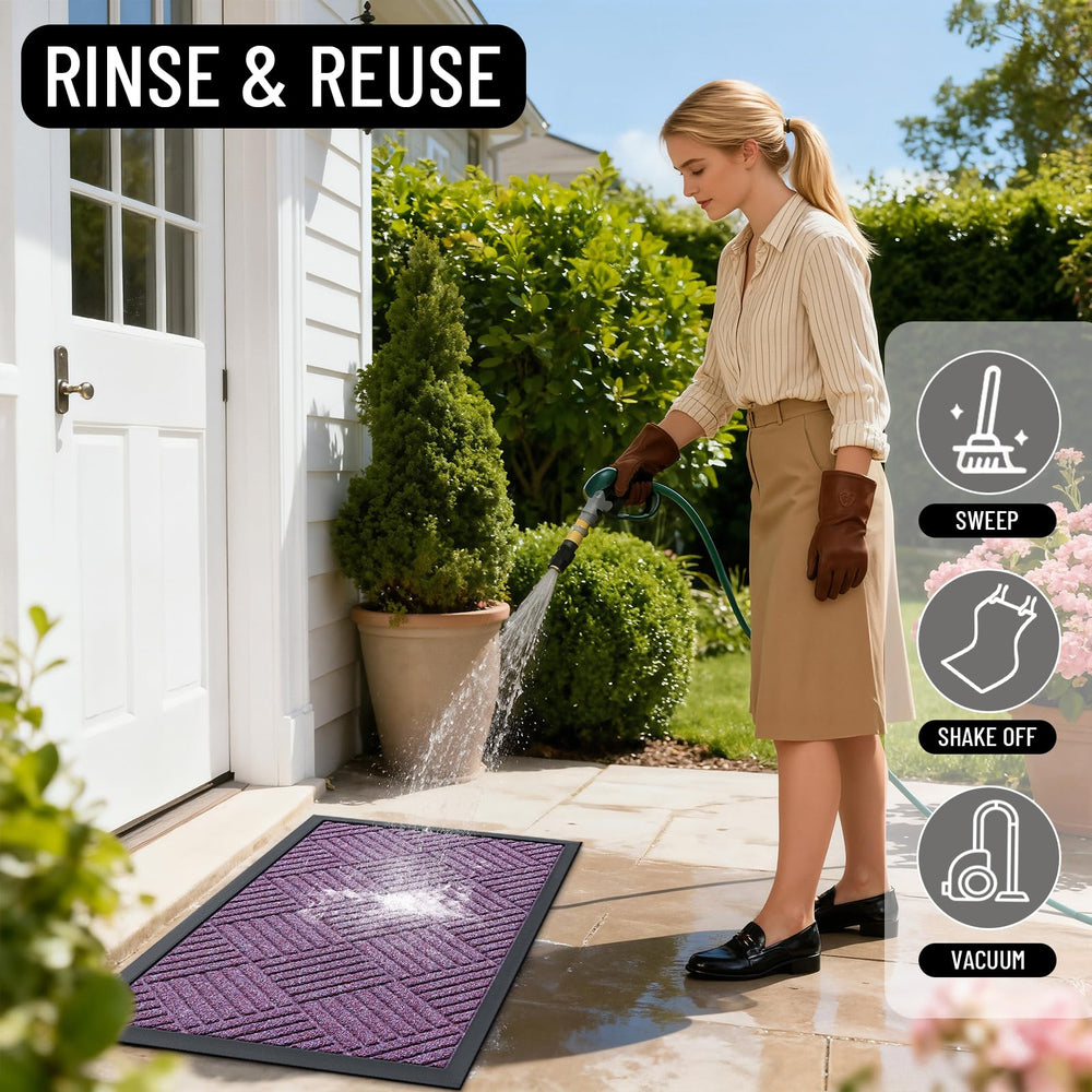 OLANLY Door Mat outdoors on a patio