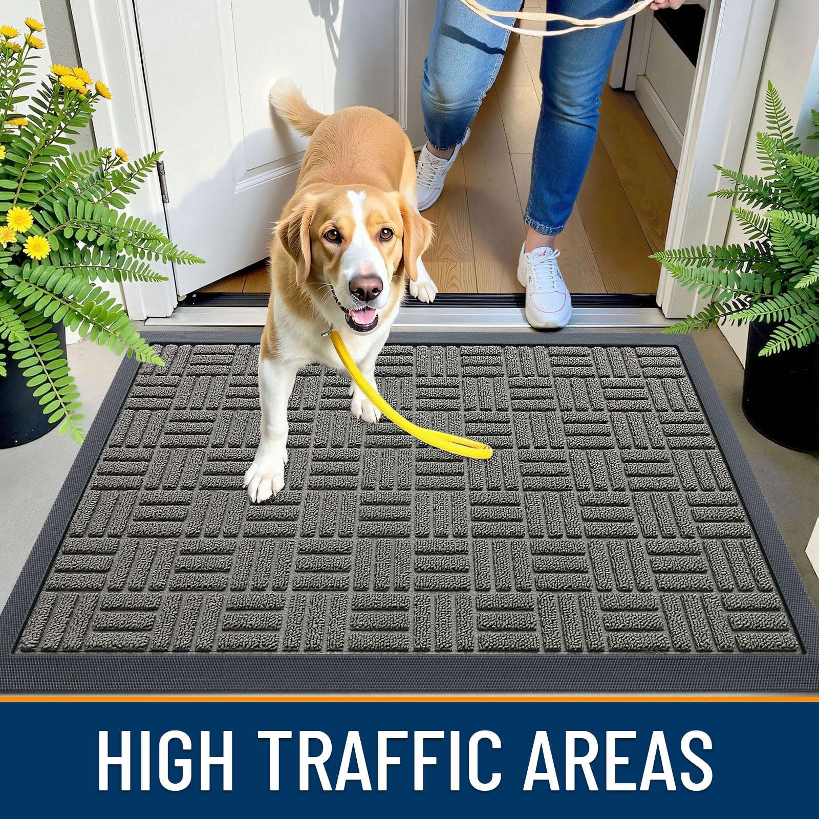 OLANLY door mat showing deep grooves for trapping debris