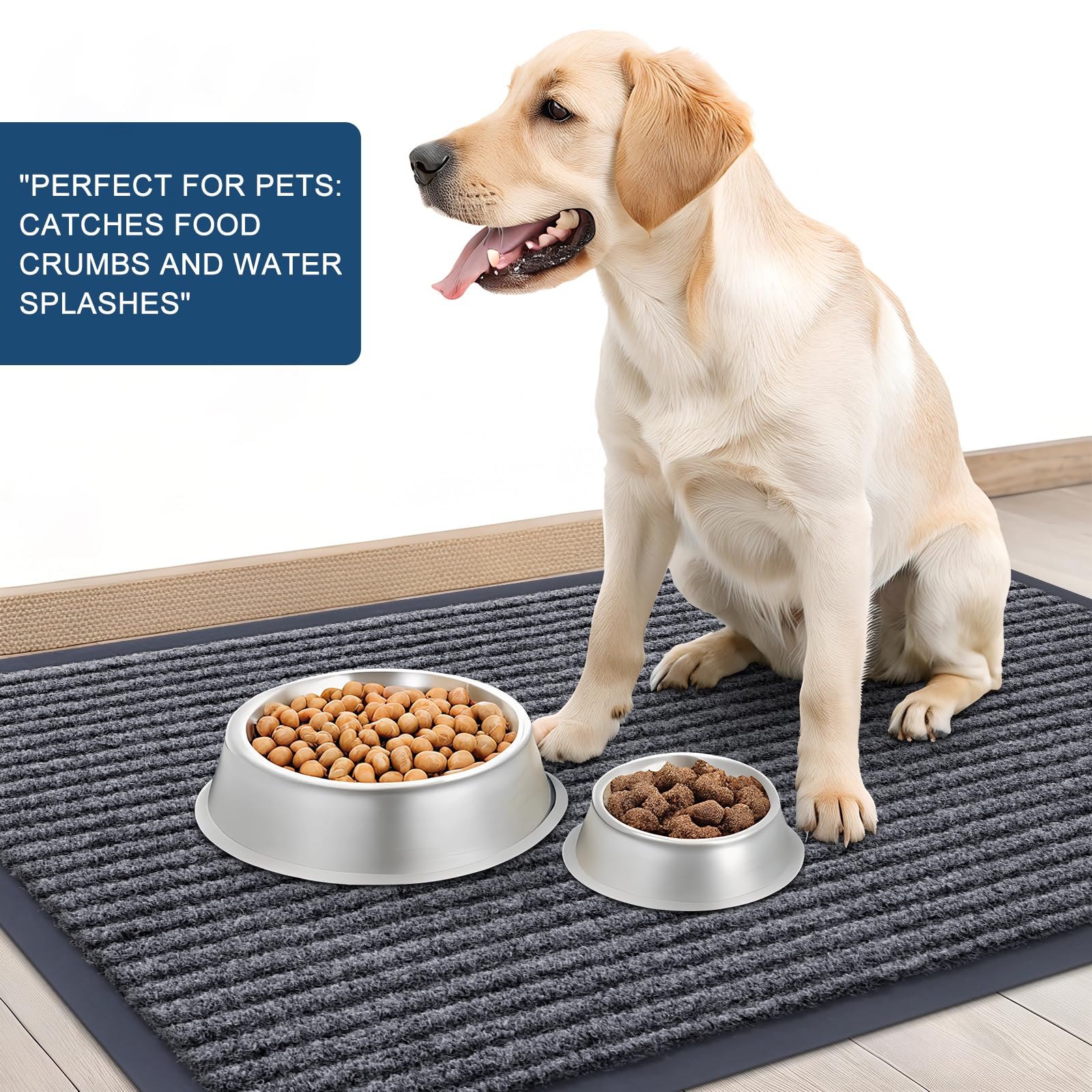 OLANLY door mat with moisture absorption demonstration