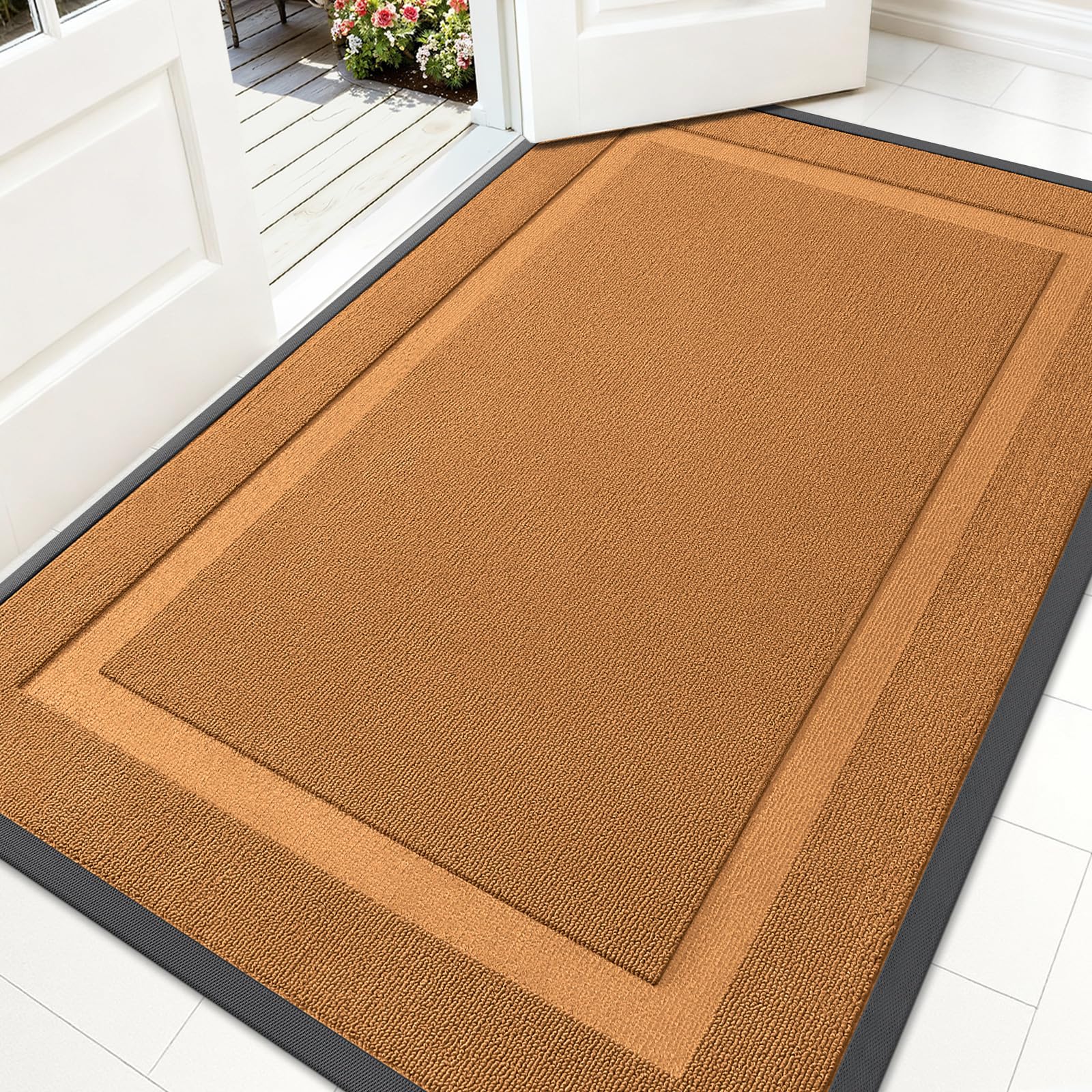 OLANLY Doormat 59x34 tangerine orange front view