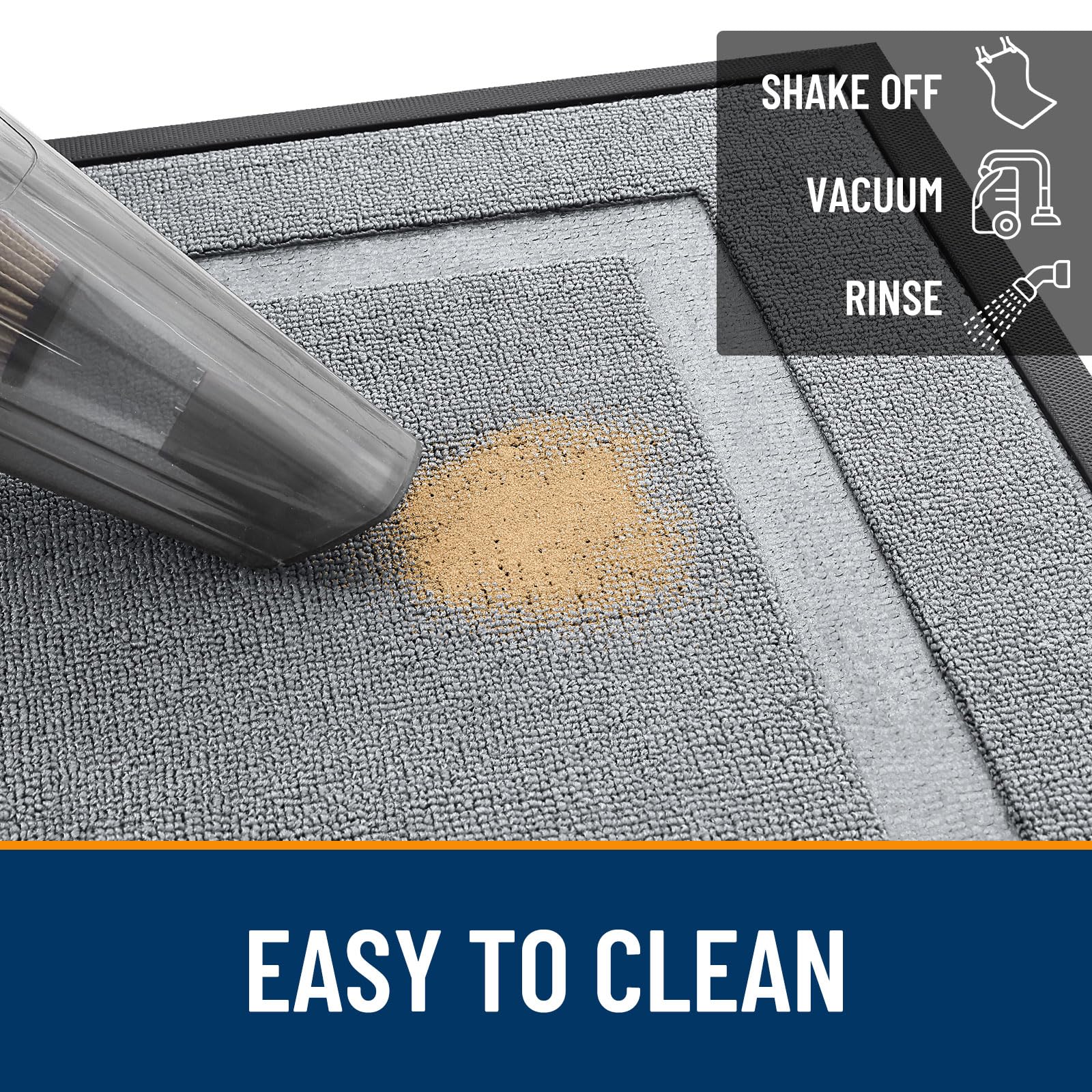 OLANLY doormat being cleaned with a hose