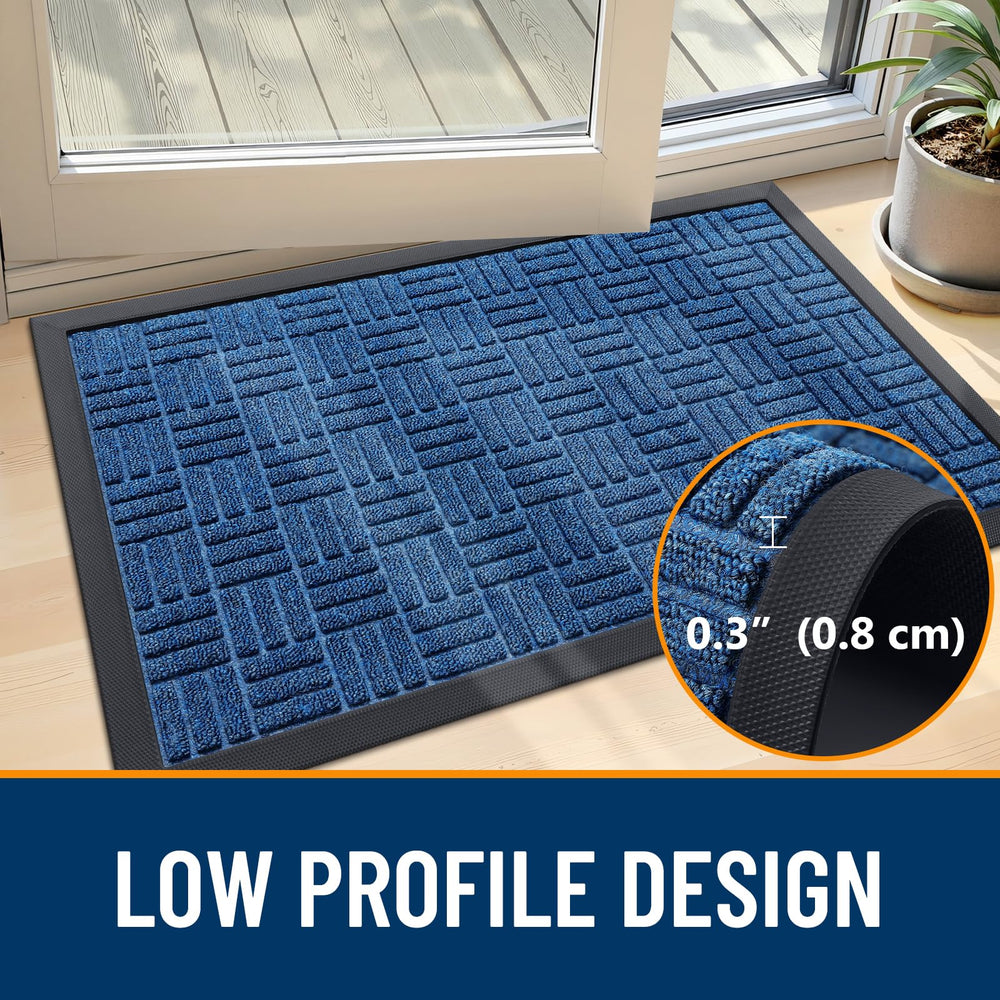 OLANLY doormat being rinsed for easy cleaning