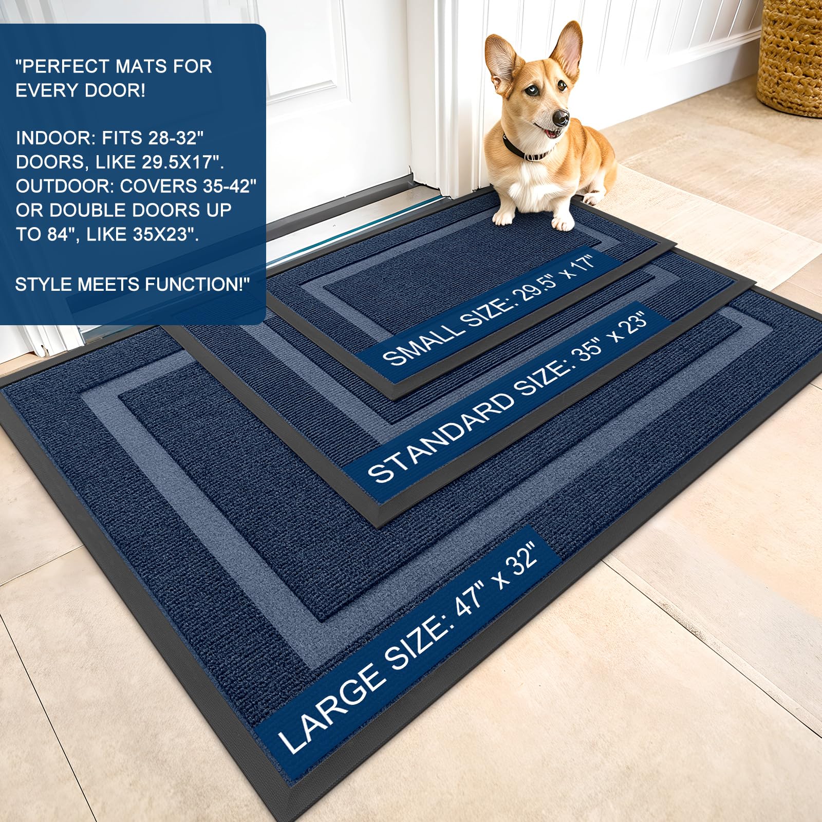 OLANLY doormat blue colour with deep grooves