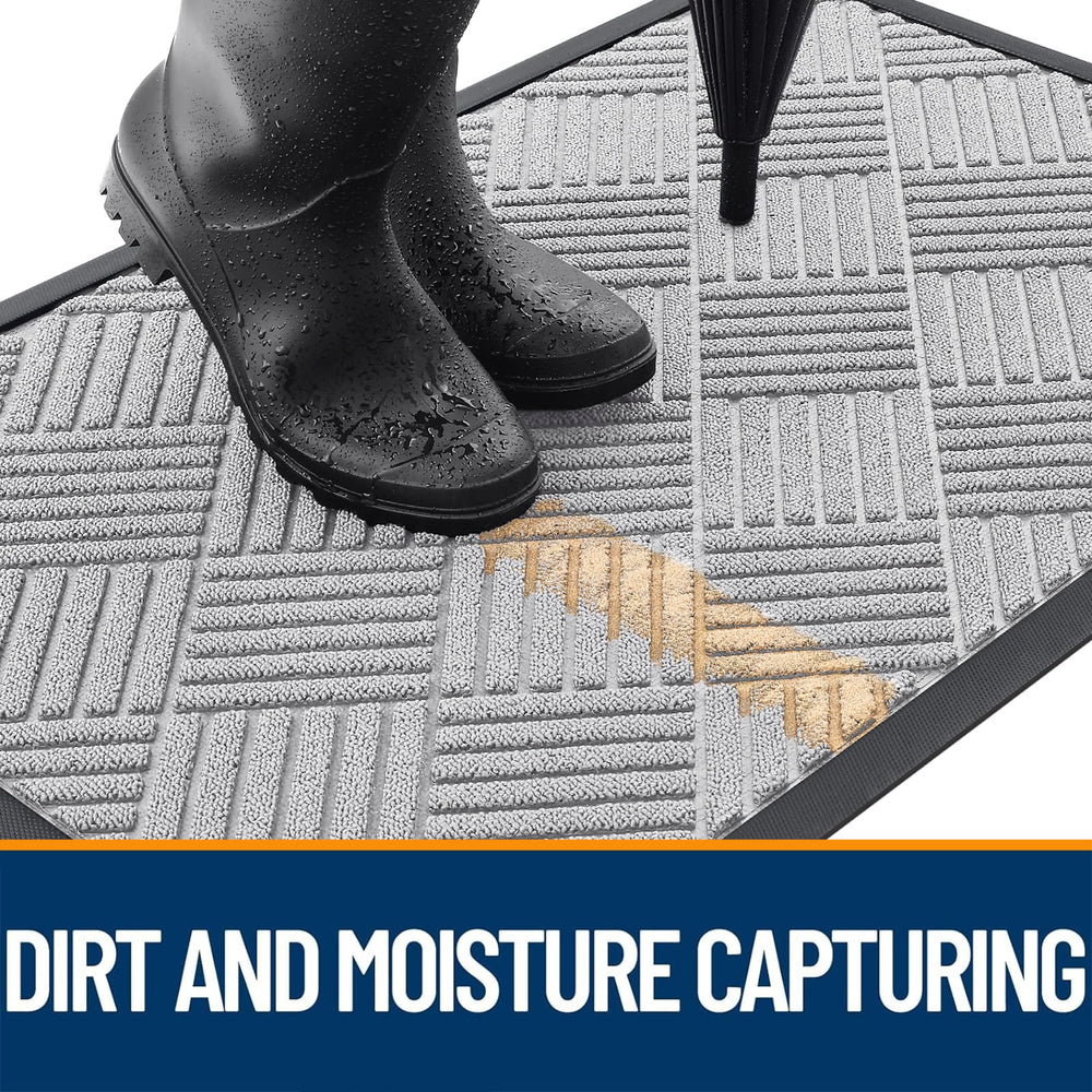OLANLY doormat capturing dirt and moisture with raised edge