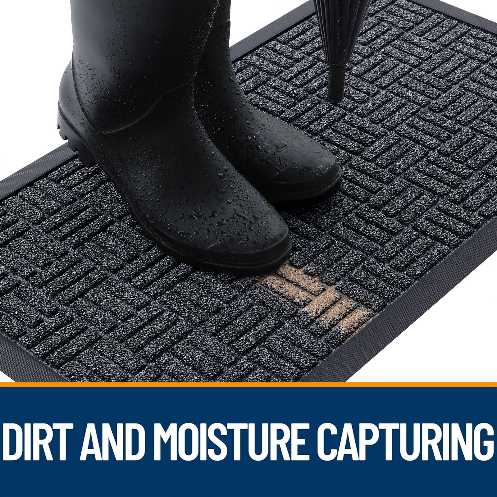 OLANLY doormat capturing dirt with deep grooves