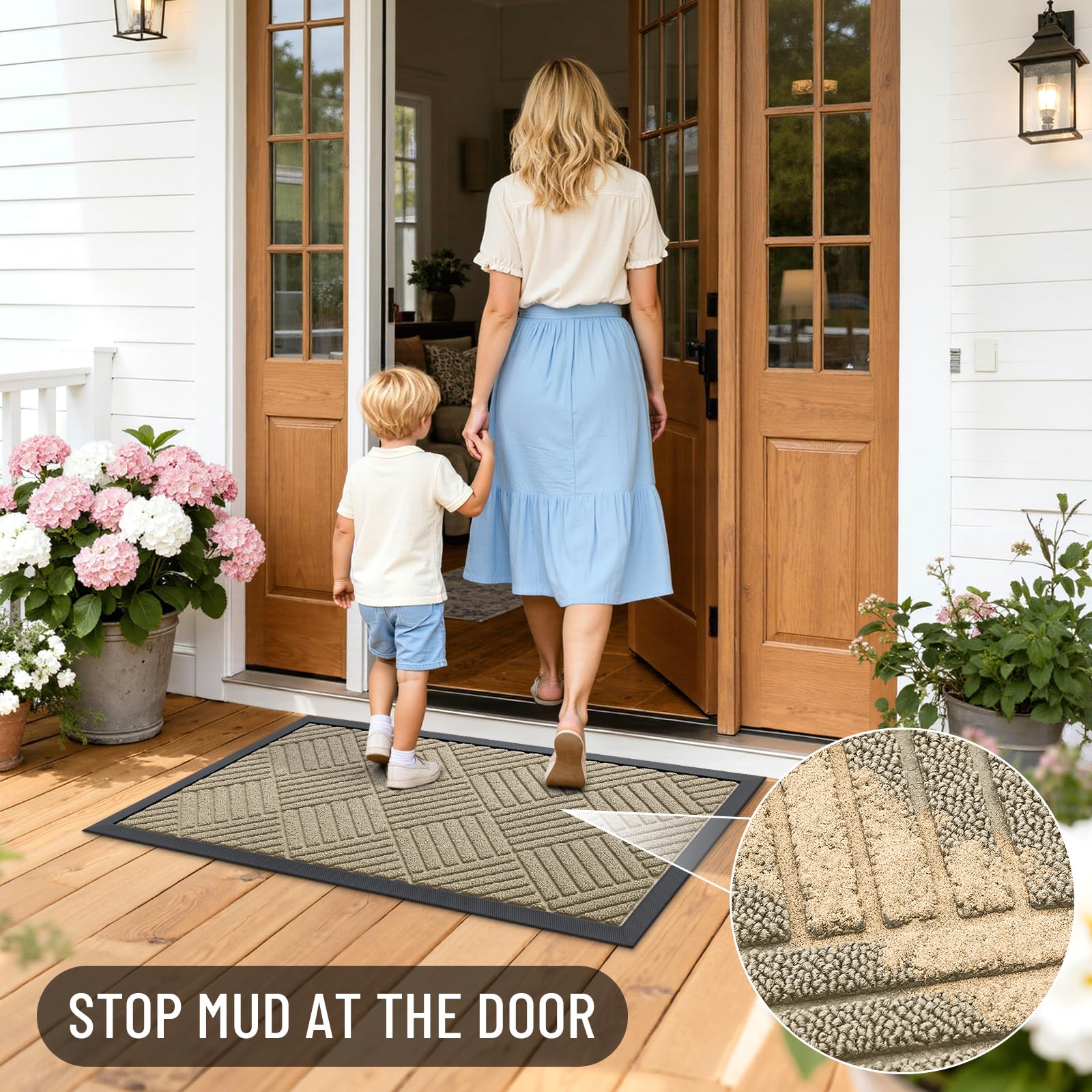 OLANLY doormat detailed view of grooves