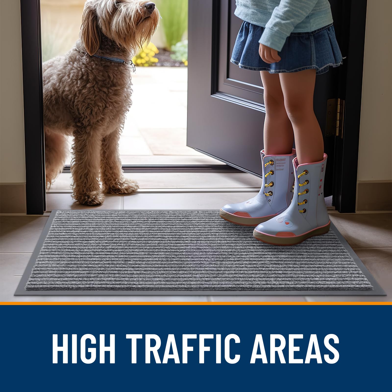 OLANLY doormat easy-care cleaning process outdoors