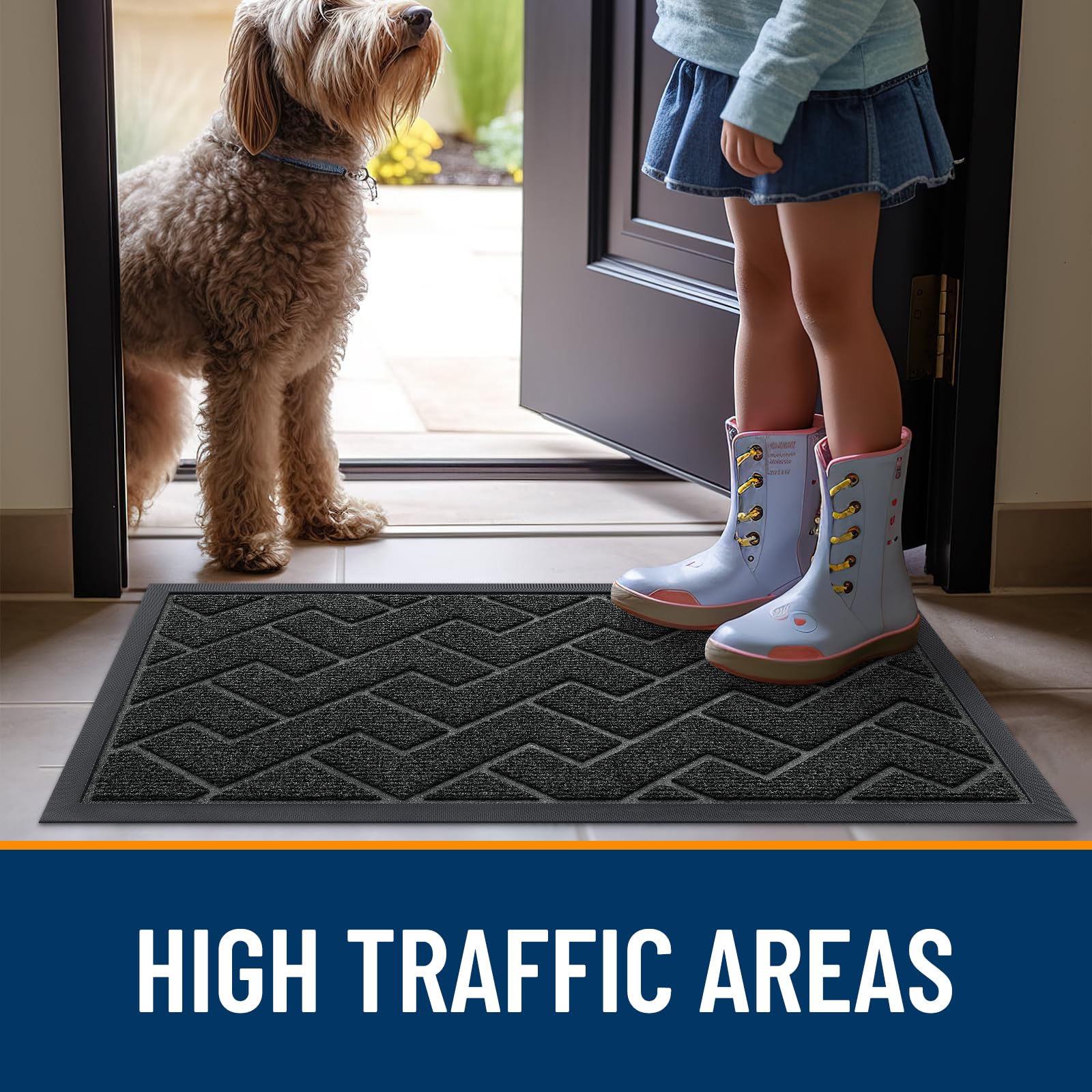 OLANLY doormat in mudroom setting with shoes
