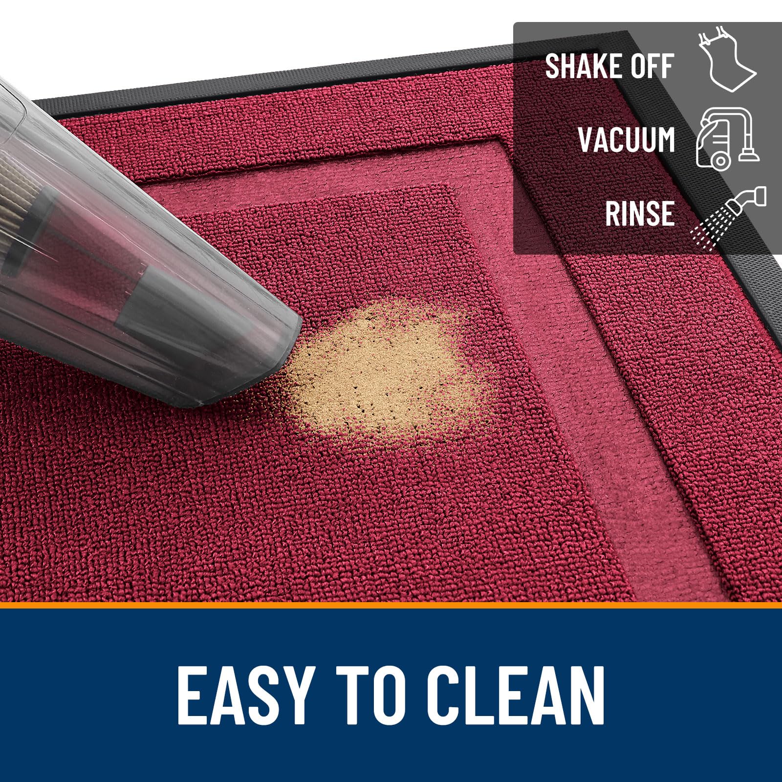 OLANLY Doormat laid flat showing natural rubber backing