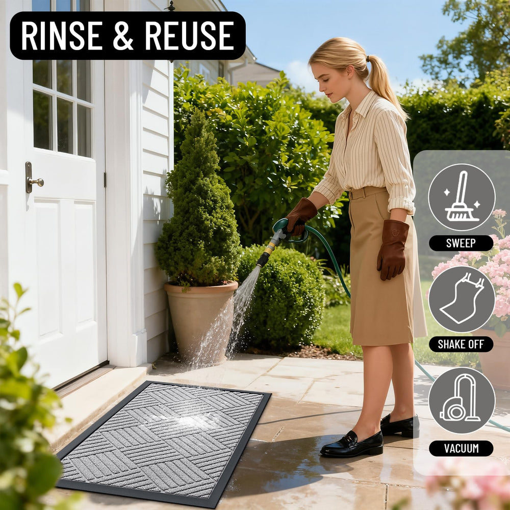 OLANLY doormat light gray diamond design packaging