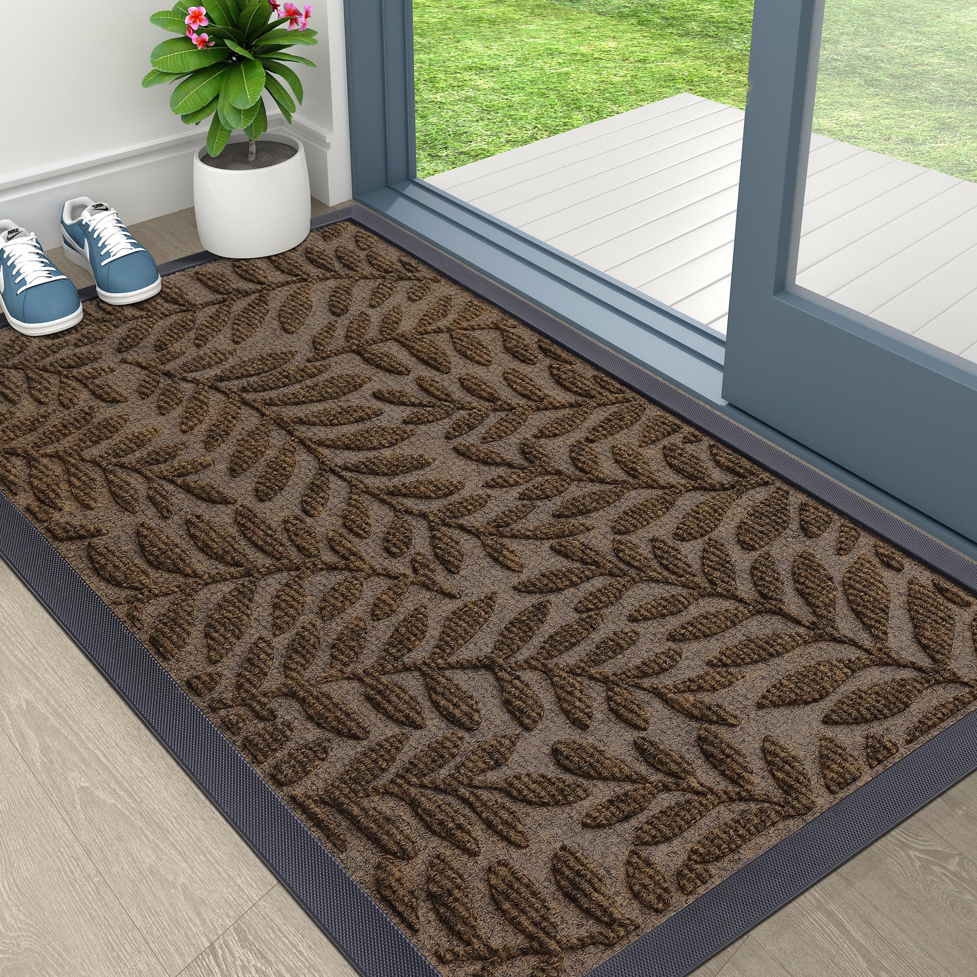OLANLY doormat showcasing its versatility indoors and outdoors