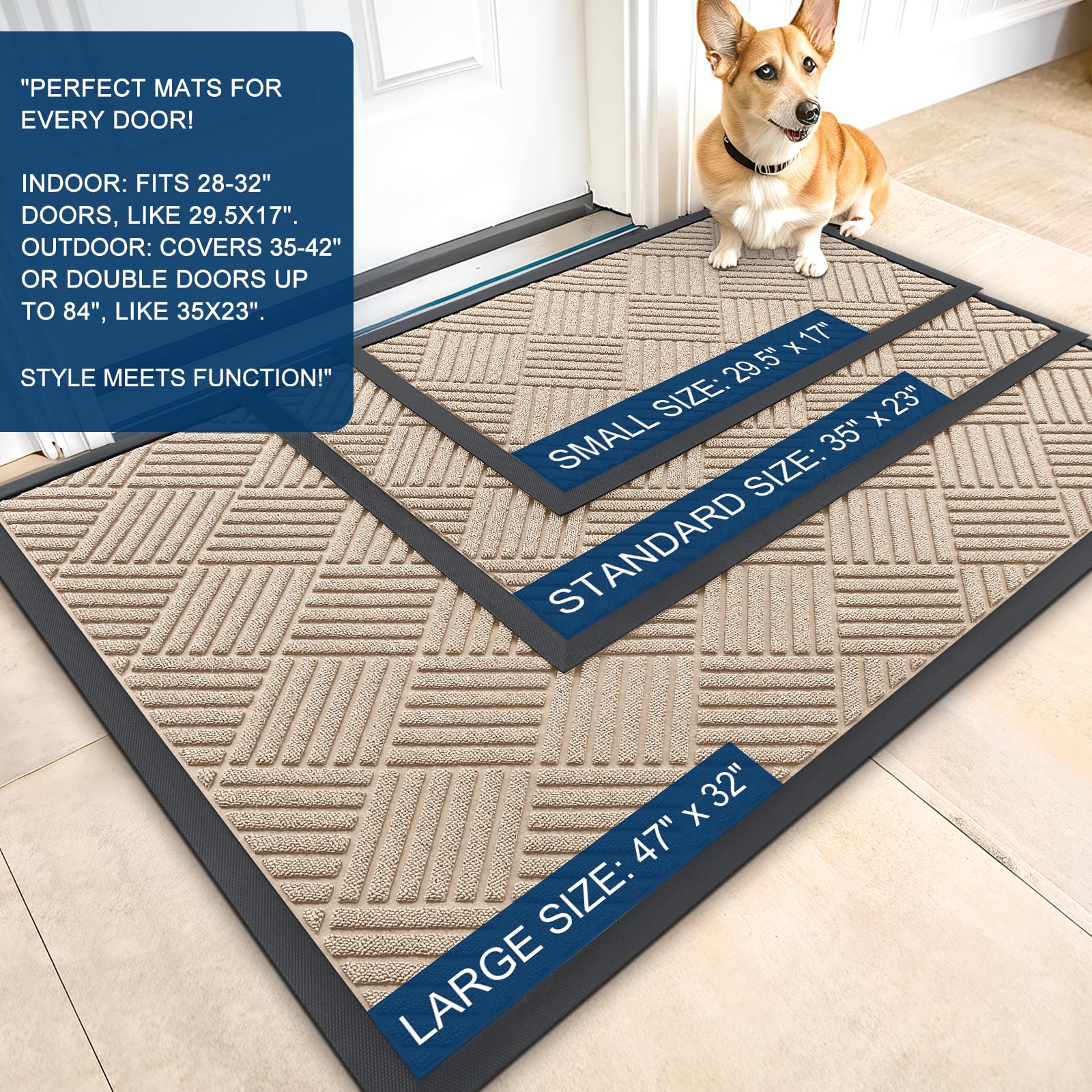 OLANLY doormat showing high-density natural rubber backing