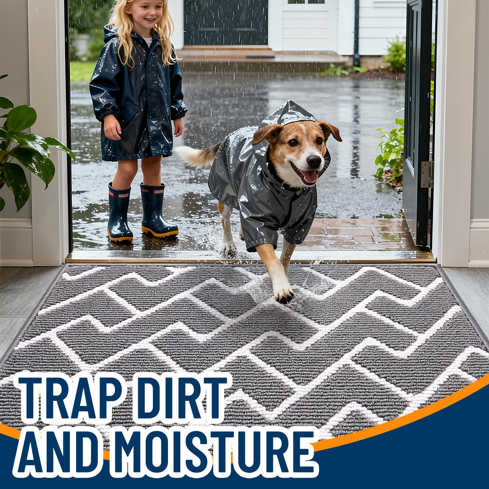 OLANLY doormat showing low-profile design and rubber backing