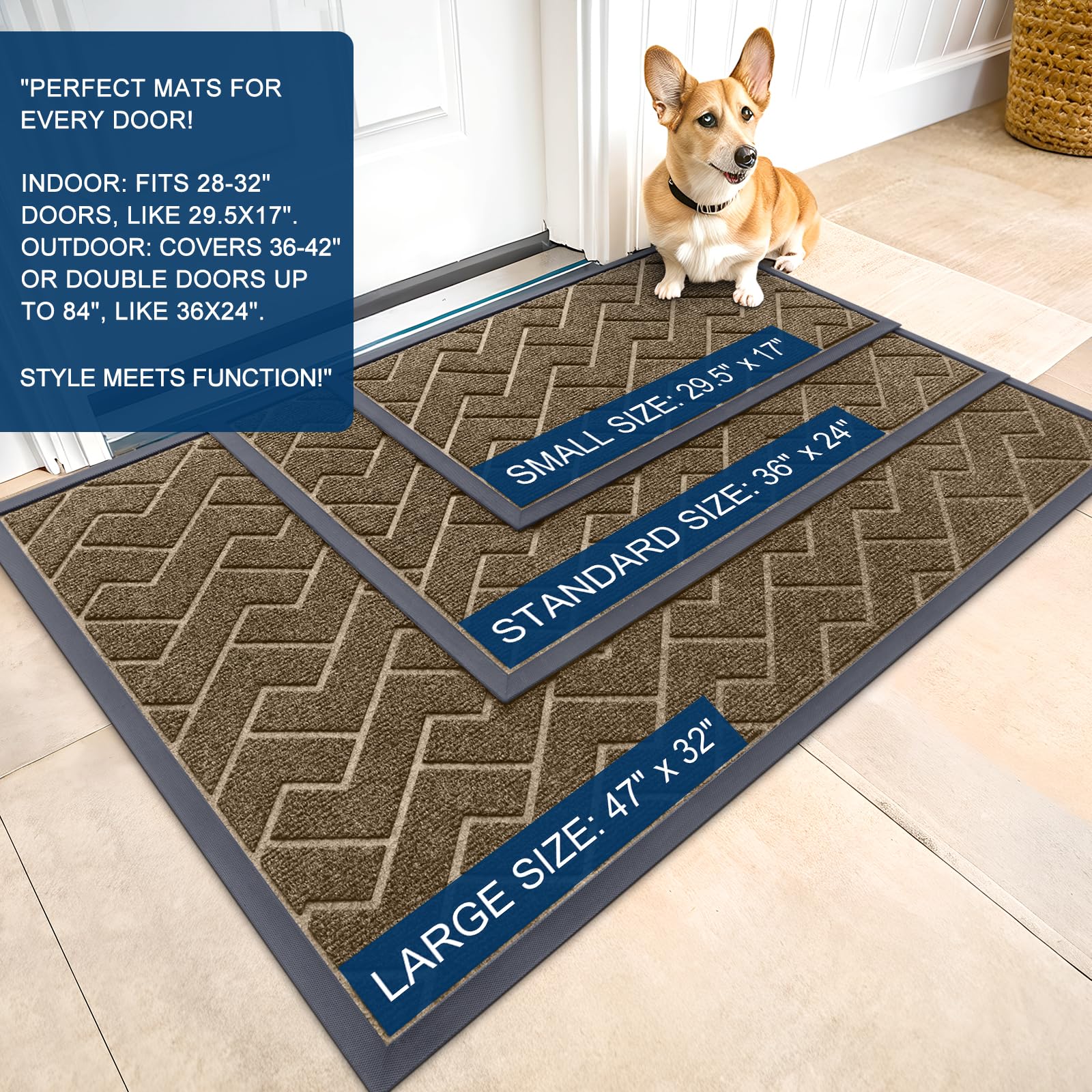 OLANLY doormat showing natural rubber backing and low-profile design