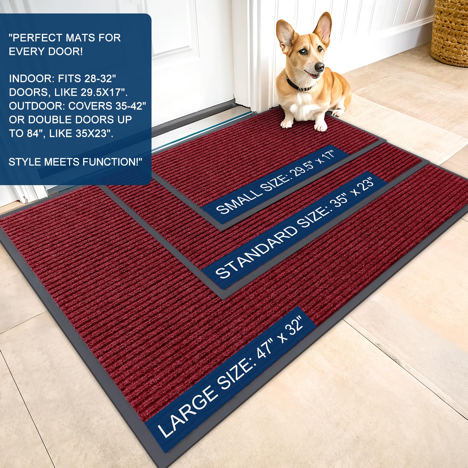 OLANLY doormat showing the modern stripe pattern