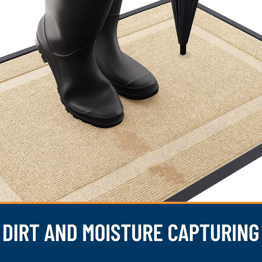 OLANLY doormat side view showing natural rubber backing