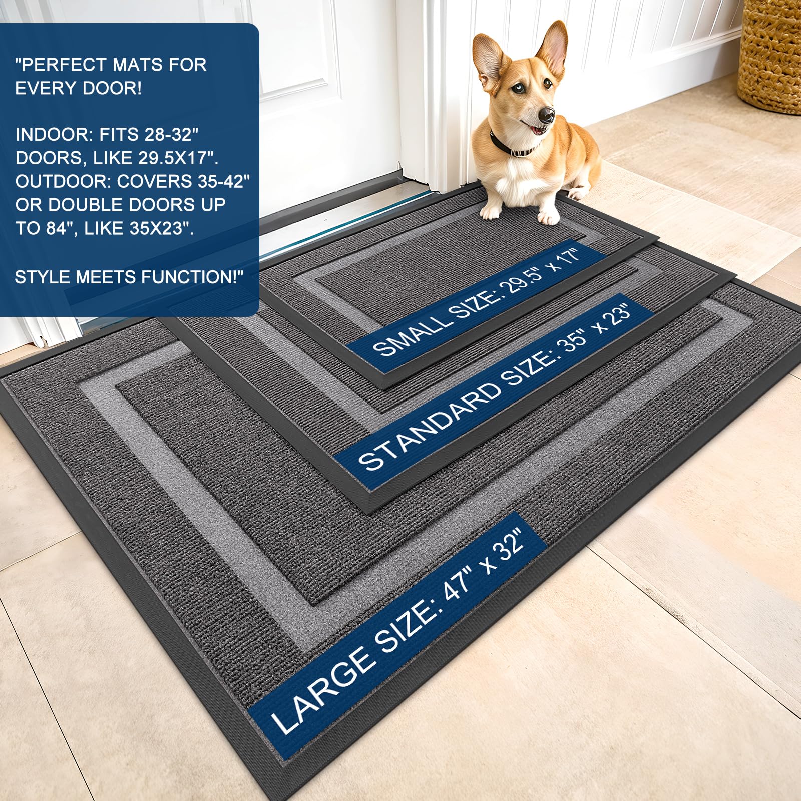 OLANLY doormat with deep grooves for dirt capture