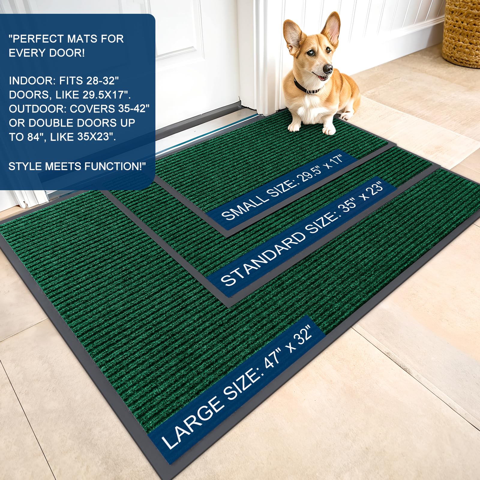 OLANLY doormat with modern stripe pattern close-up