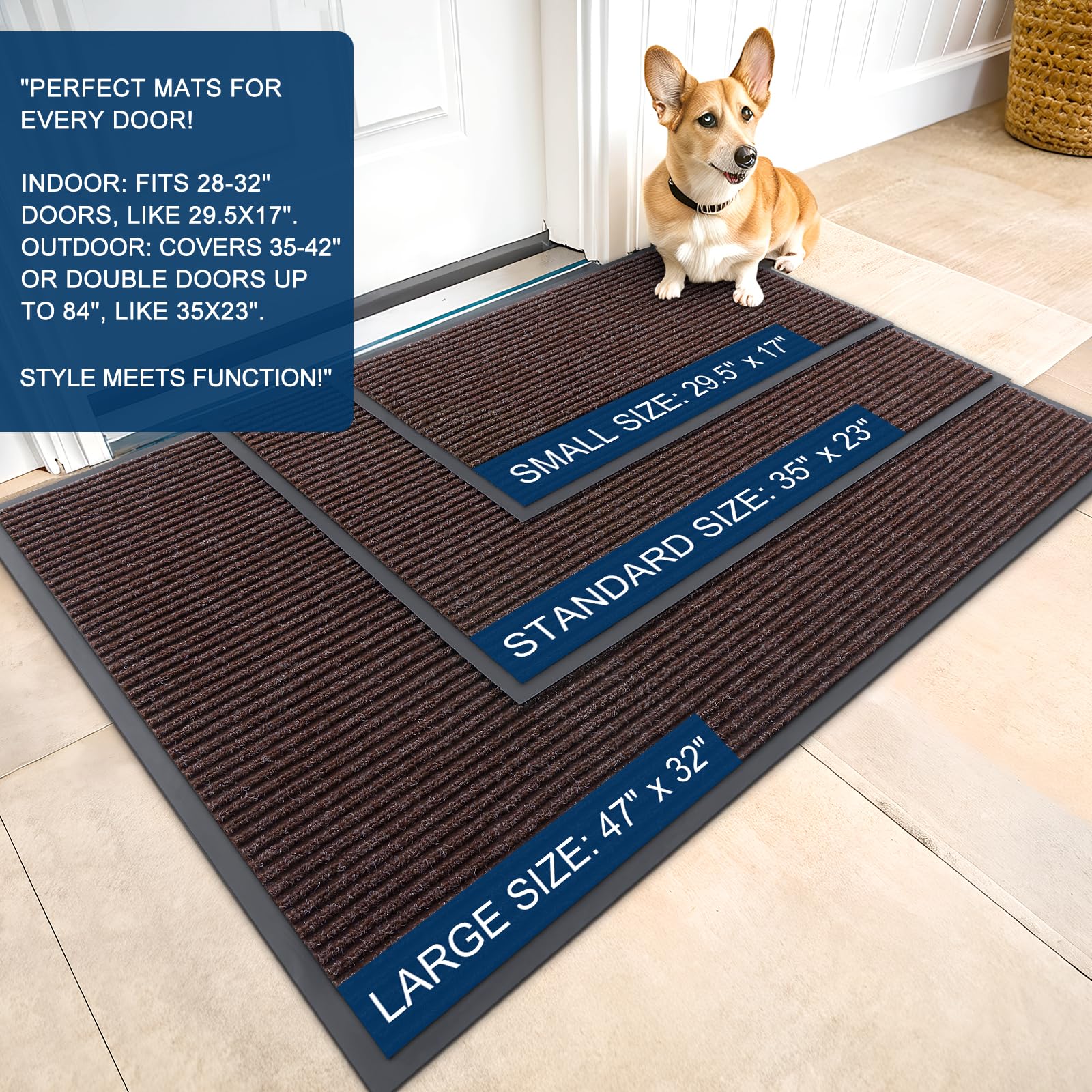 OLANLY doormat with modern stripe pattern side view