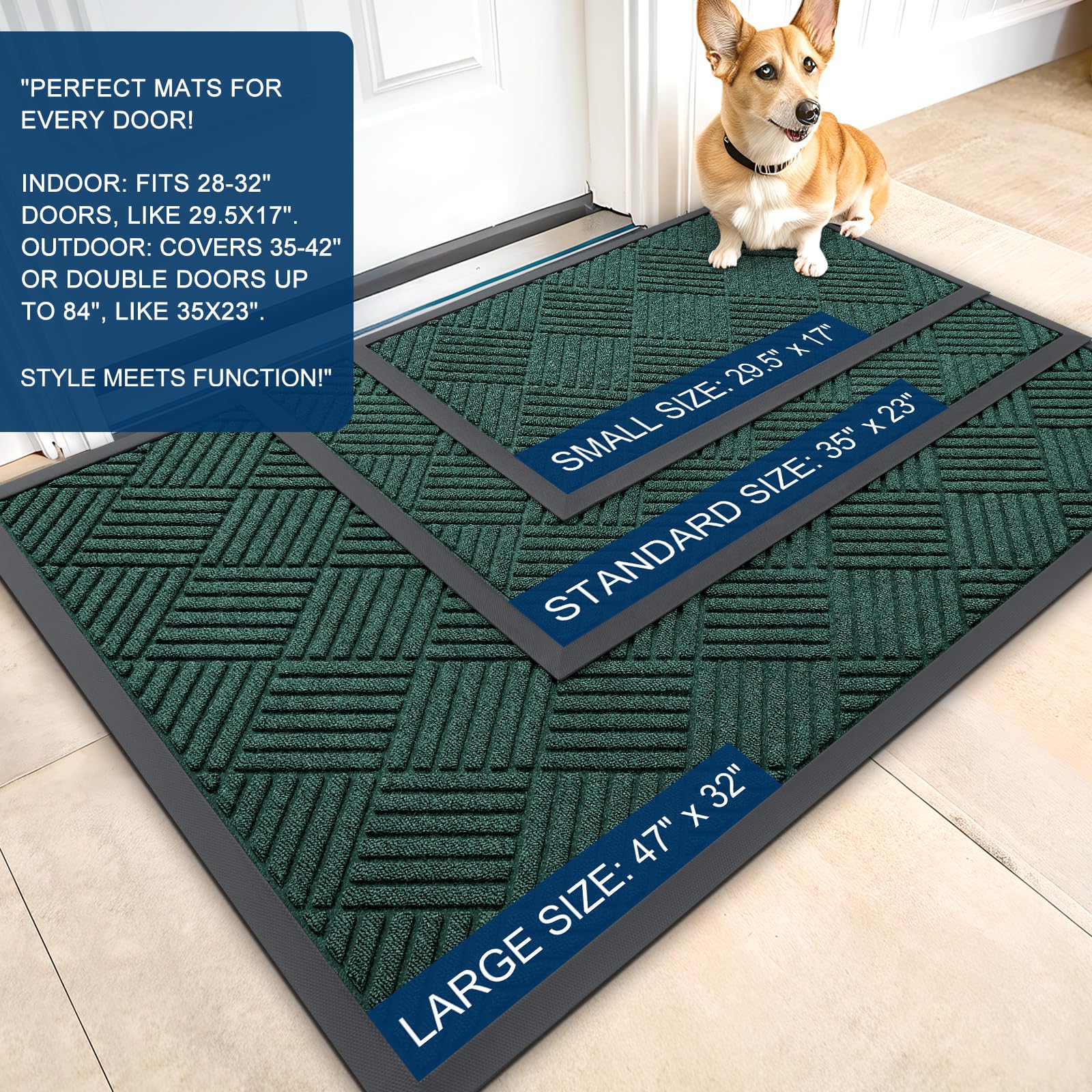OLANLY doormat with natural rubber backing close-up