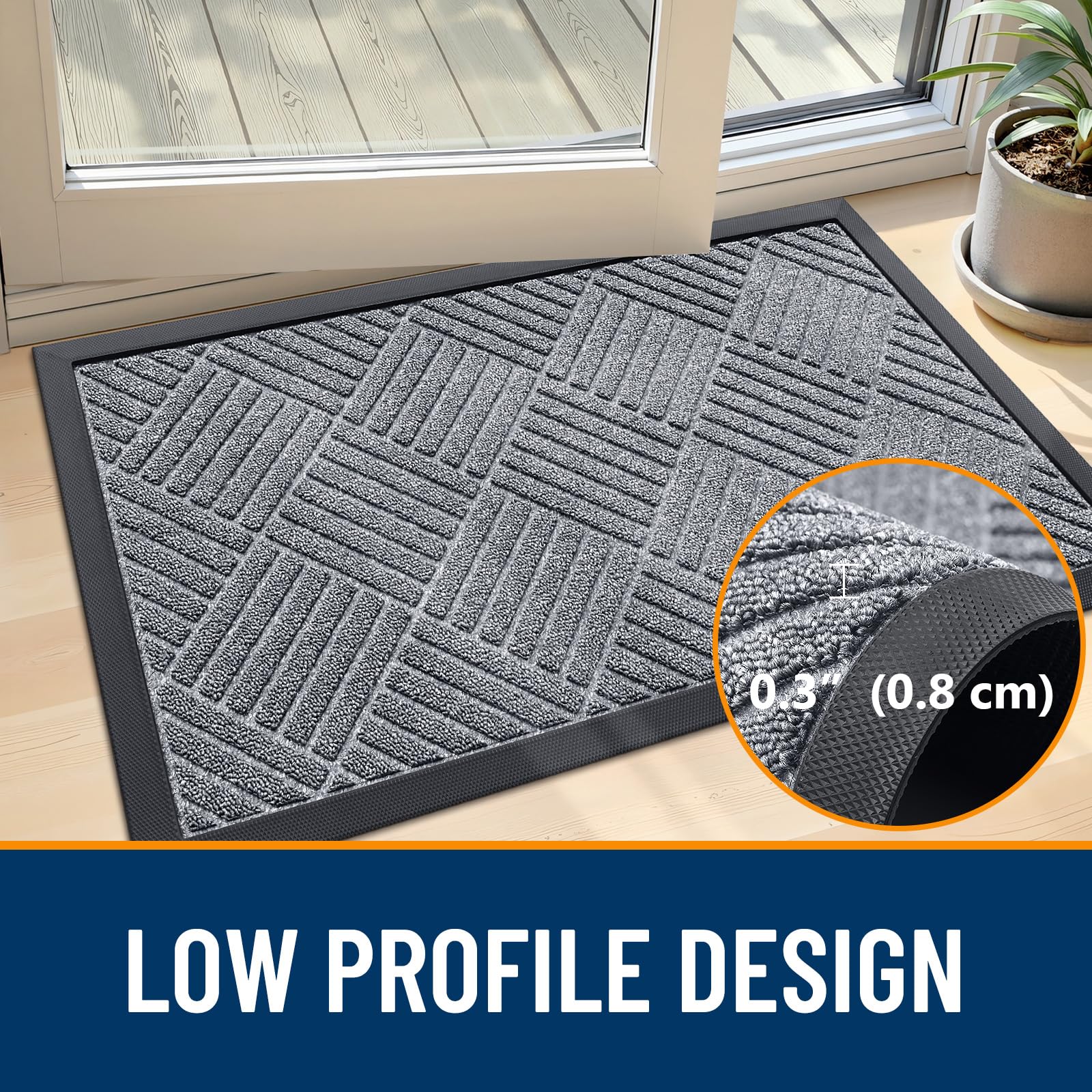 OLANLY doormat with raised beveled edge
