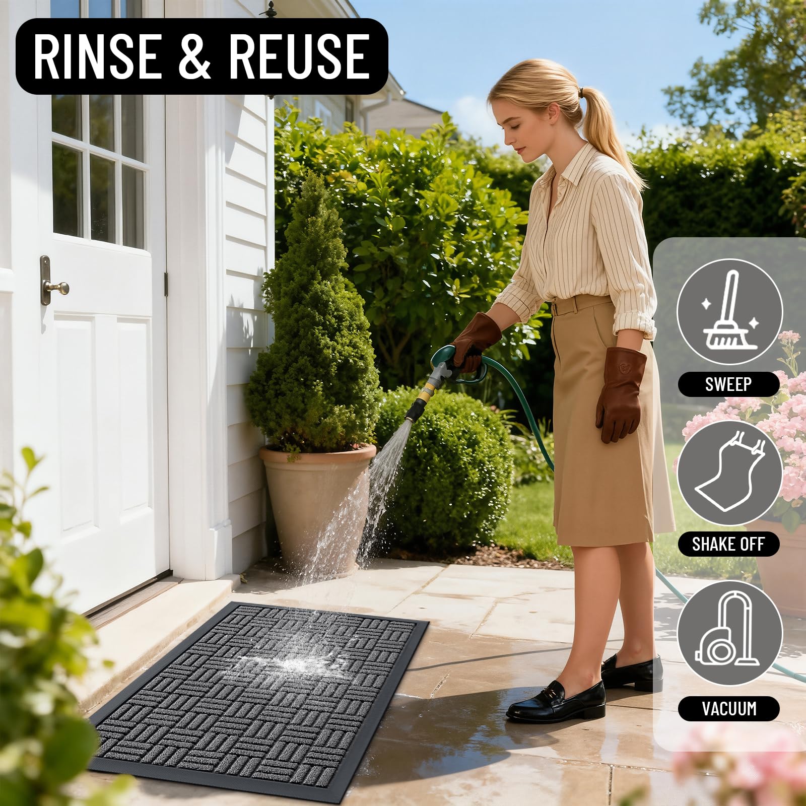 OLANLY doormat with rubber edge preventing water pooling