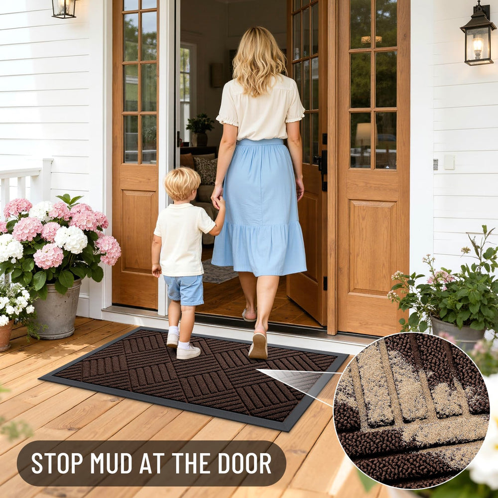 OLANLY doormat with water pooling edge feature