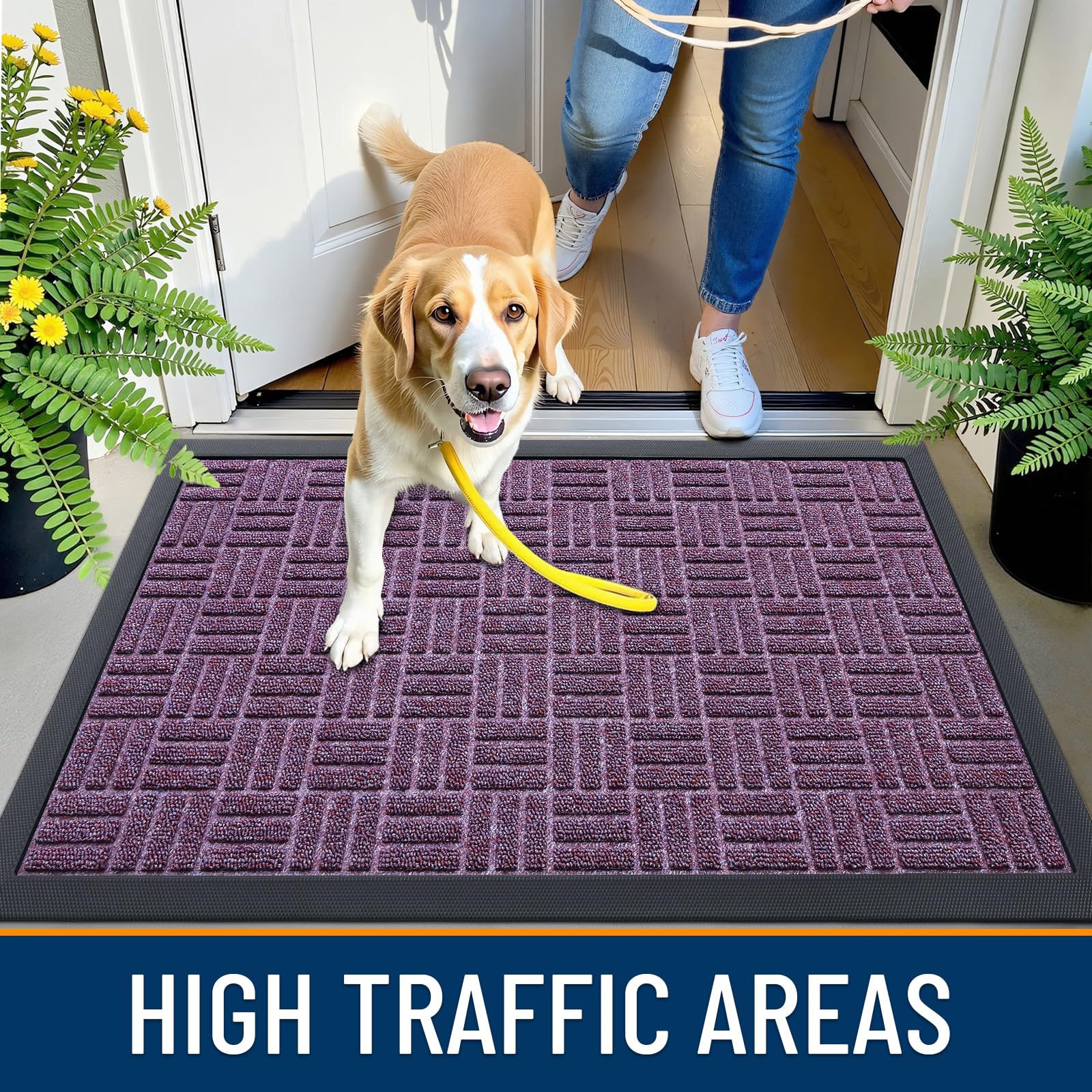OLANLY doormat with water pooling prevention edge