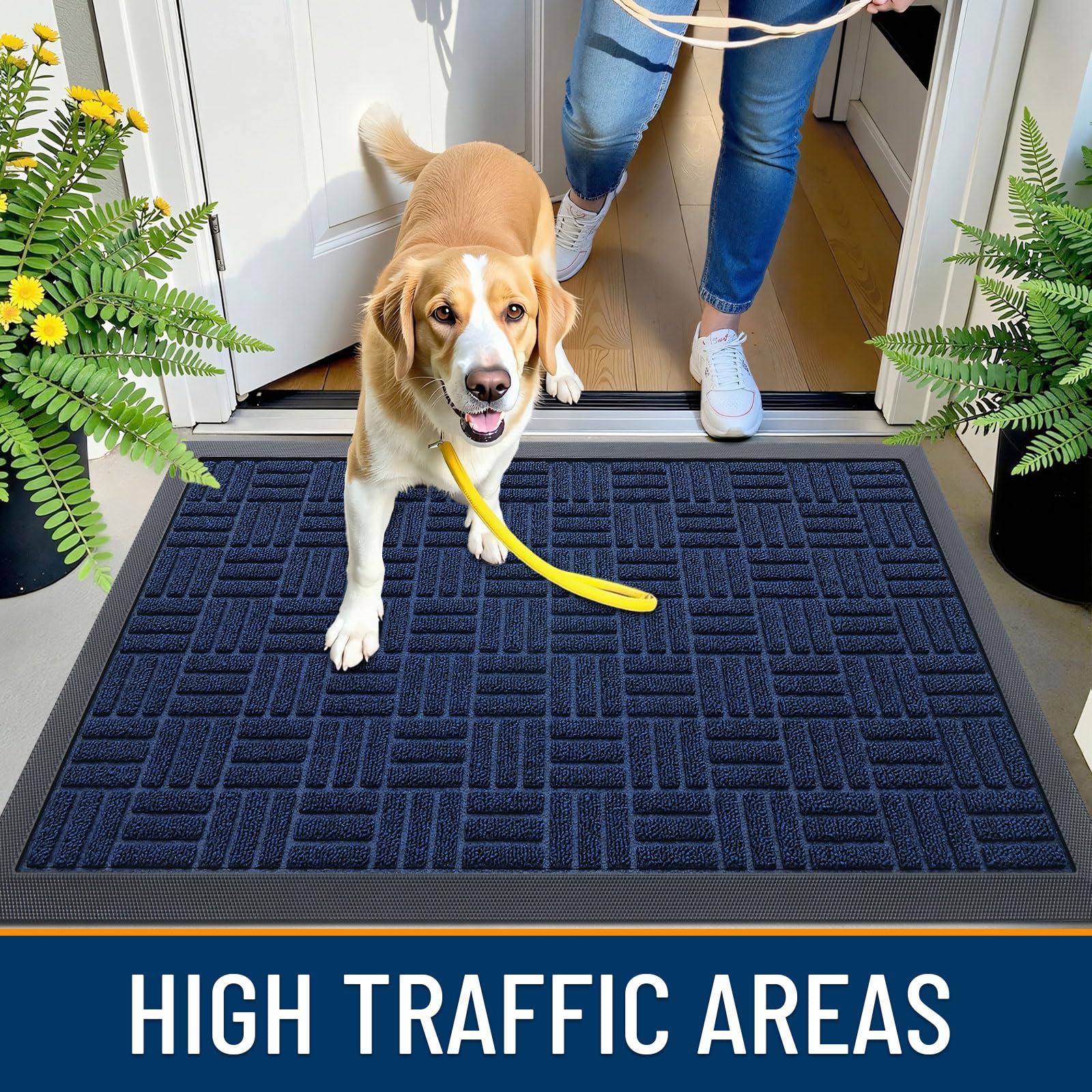 OLANLY doormat with water pooling prevention edge