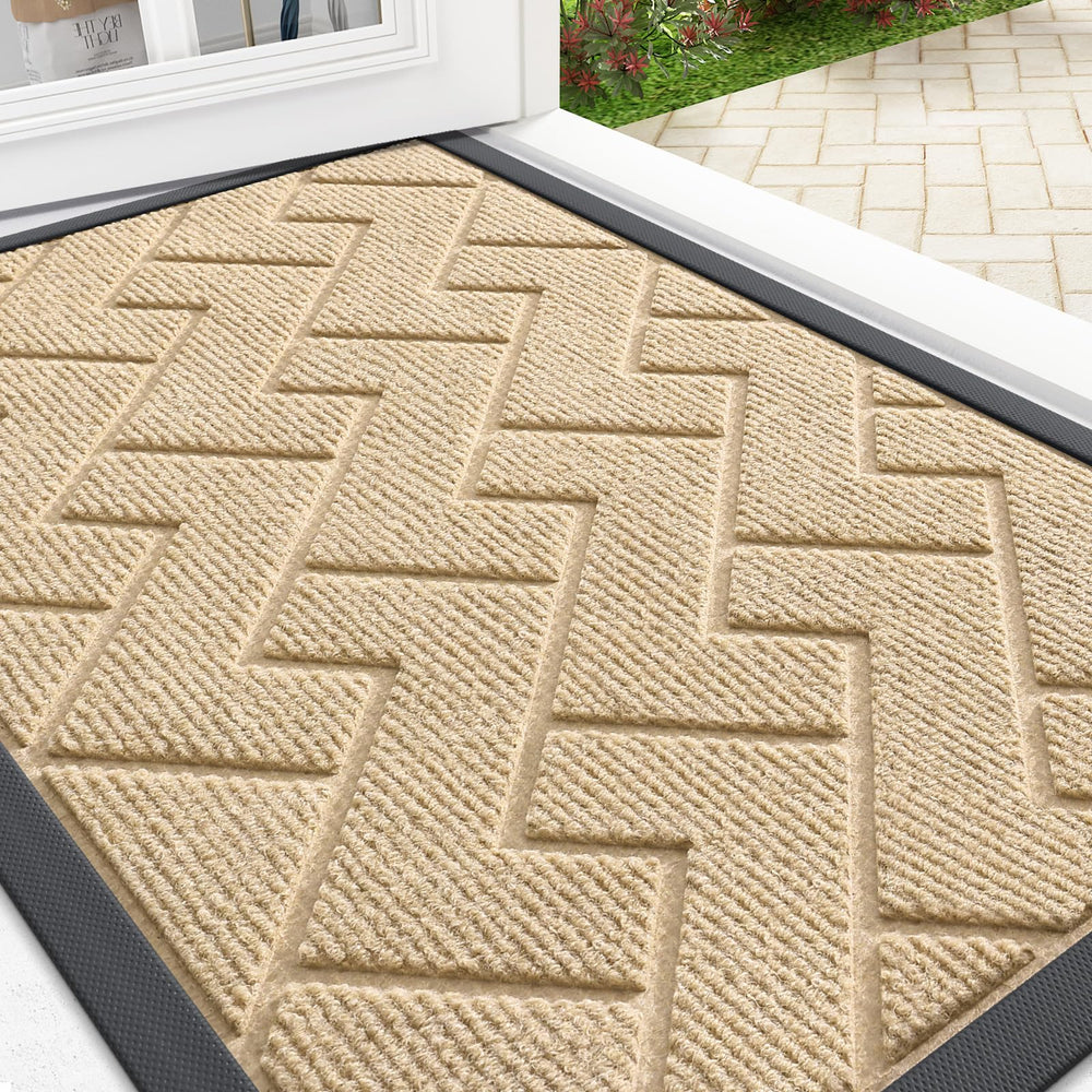 OLANLY Front Door Mat 29.5x17 beige model front view
